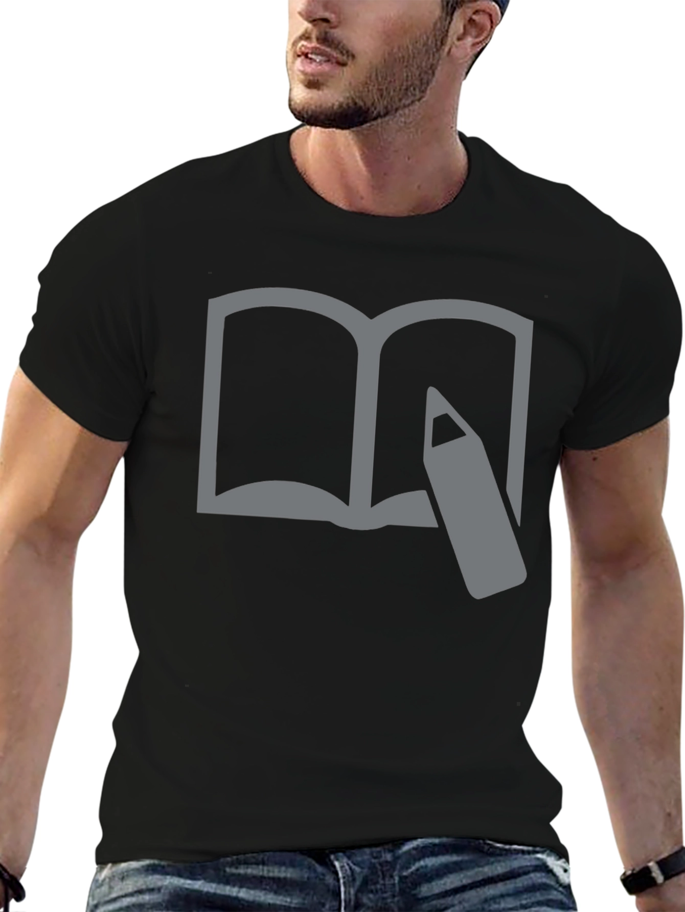 Book and Pencil Graphic Tee - Writers Inspiration