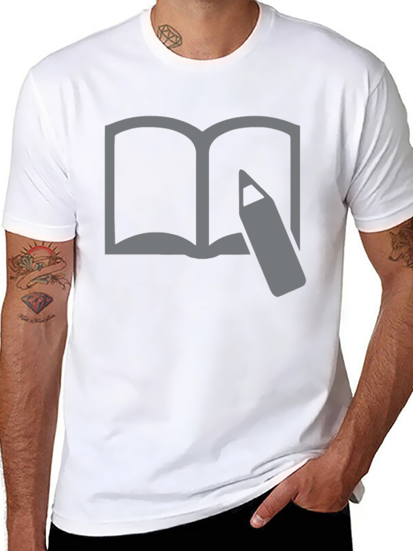 Book and Pencil Graphic Tee - Writers Inspiration