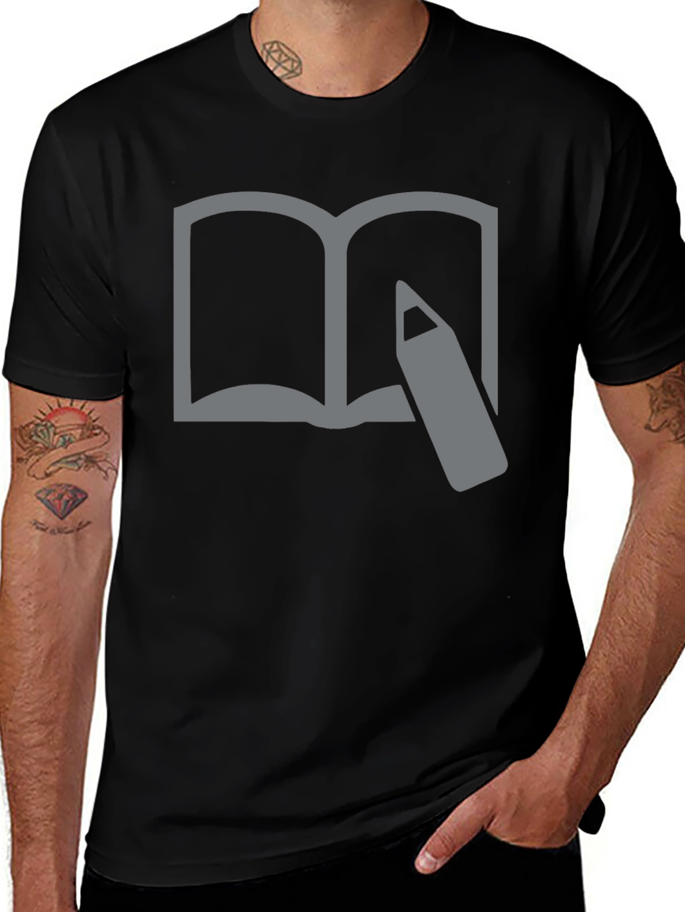 Book and Pencil Graphic Tee - Writers Inspiration