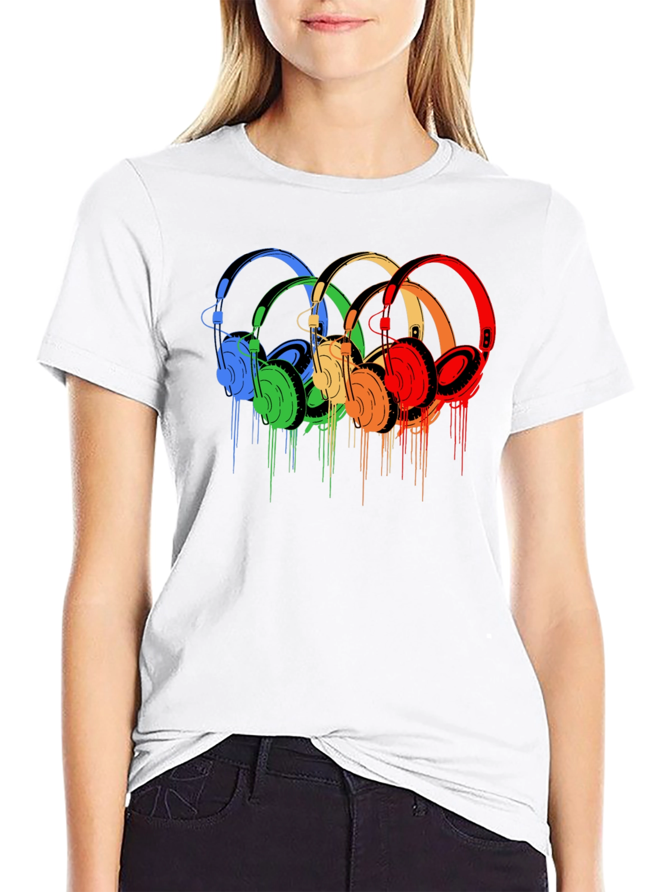 Rainbow Headphone Graphic Tee - Stylish Music Lover Shirt