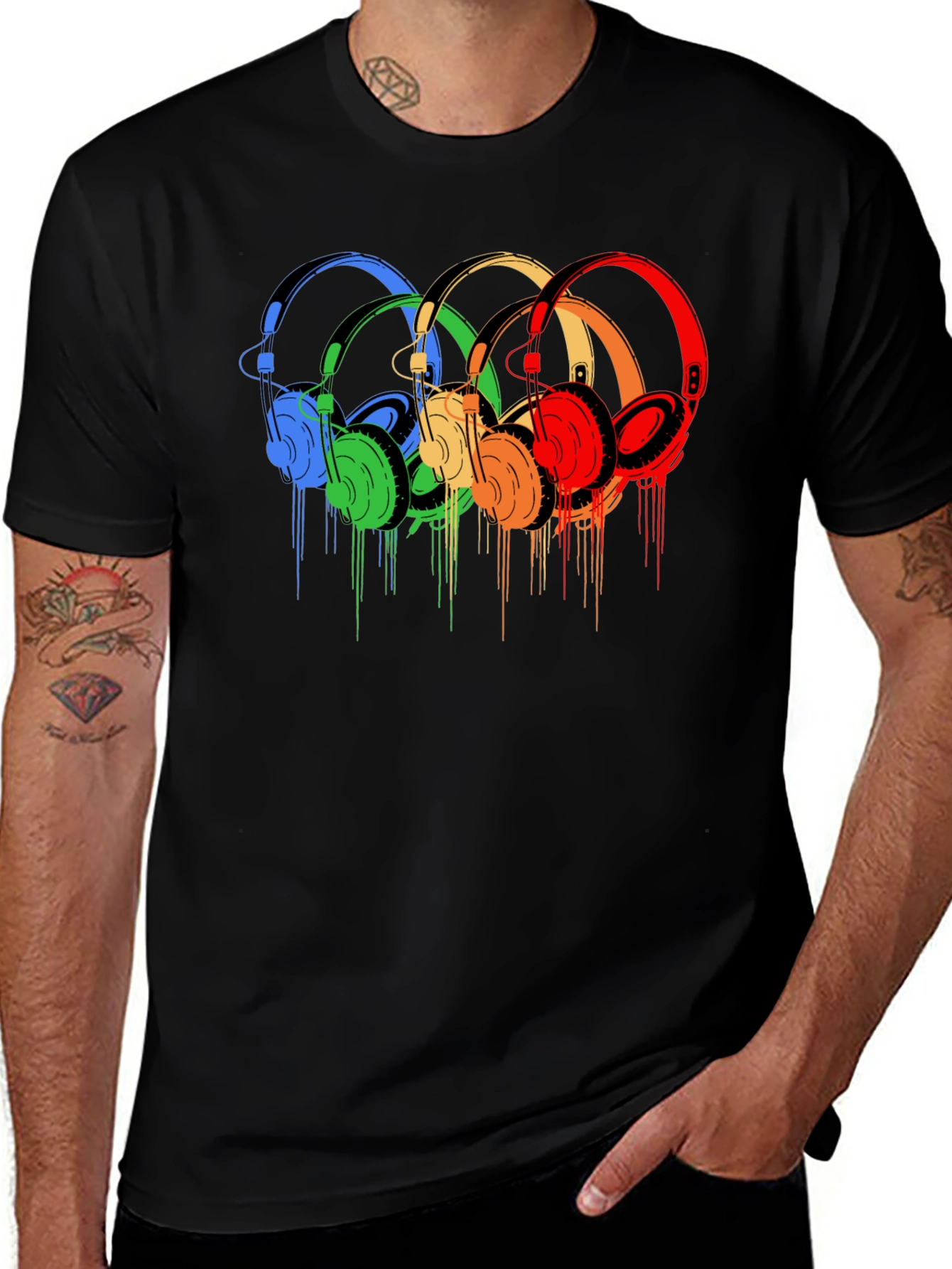 Rainbow Headphone Graphic Tee - Stylish Music Lover Shirt