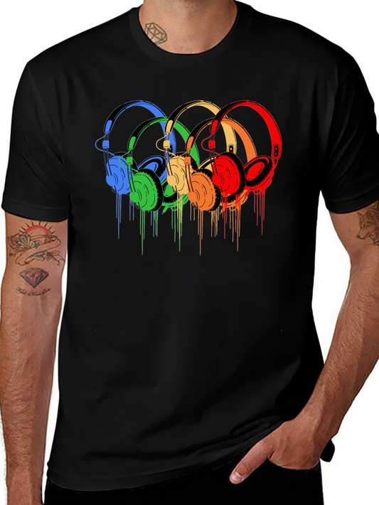 Rainbow Headphone Graphic Tee - Stylish Music Lover Shirt