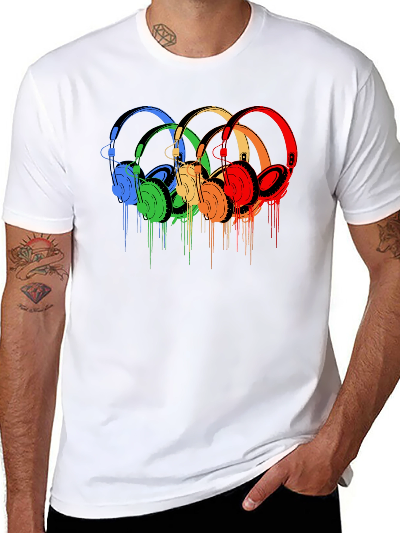 Rainbow Headphone Graphic Tee - Stylish Music Lover Shirt