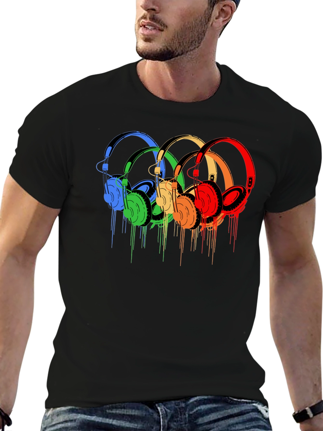 Rainbow Headphone Graphic Tee - Stylish Music Lover Shirt