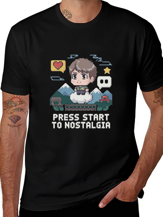 Nostalgia Pixel Art T-Shirt - Press Start Gaming Tee