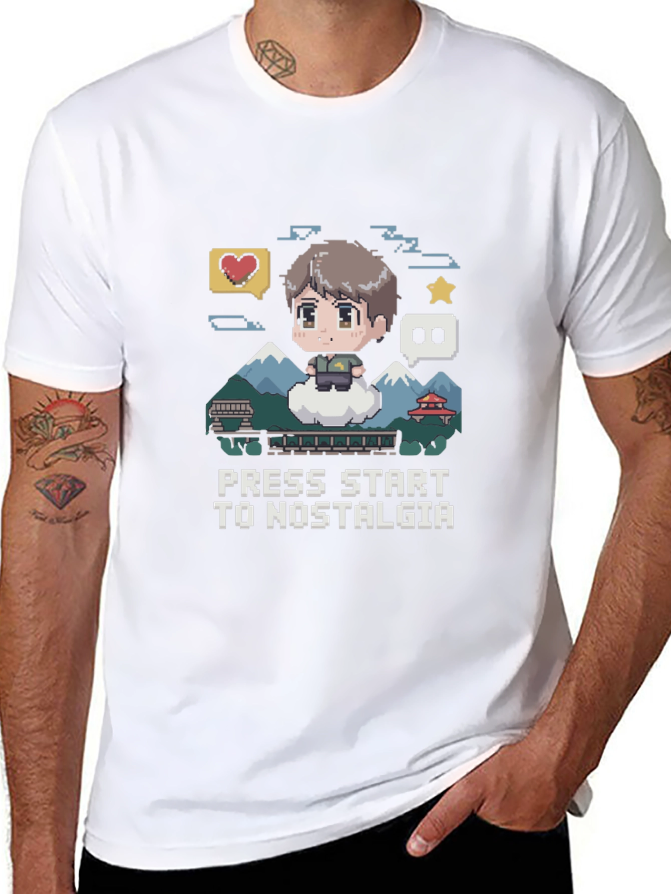 Nostalgia Pixel Art T-Shirt - Press Start Gaming Tee