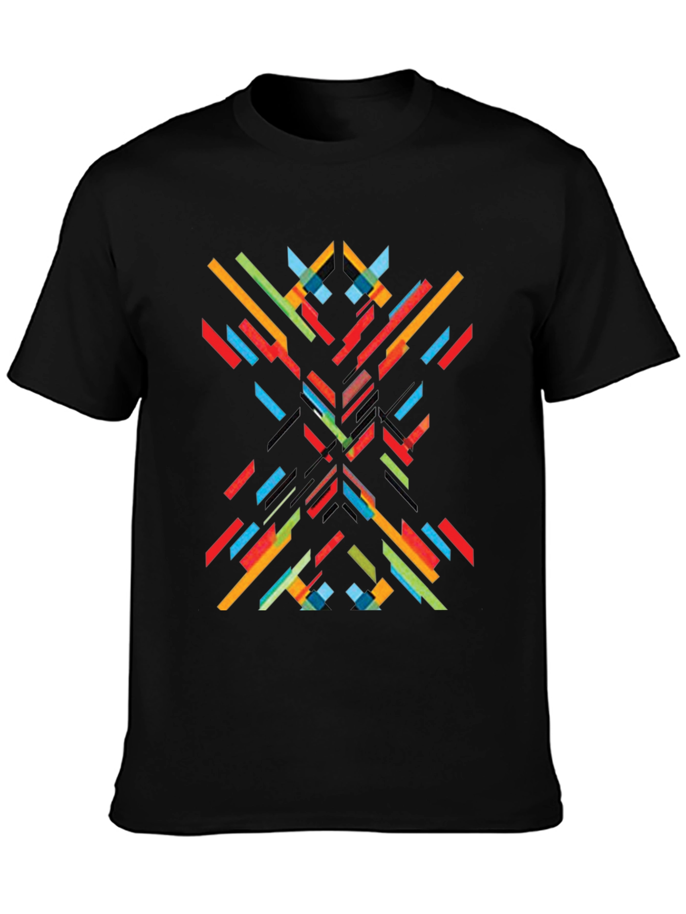 Abstract Geometric Line Art Print Black T-Shirt