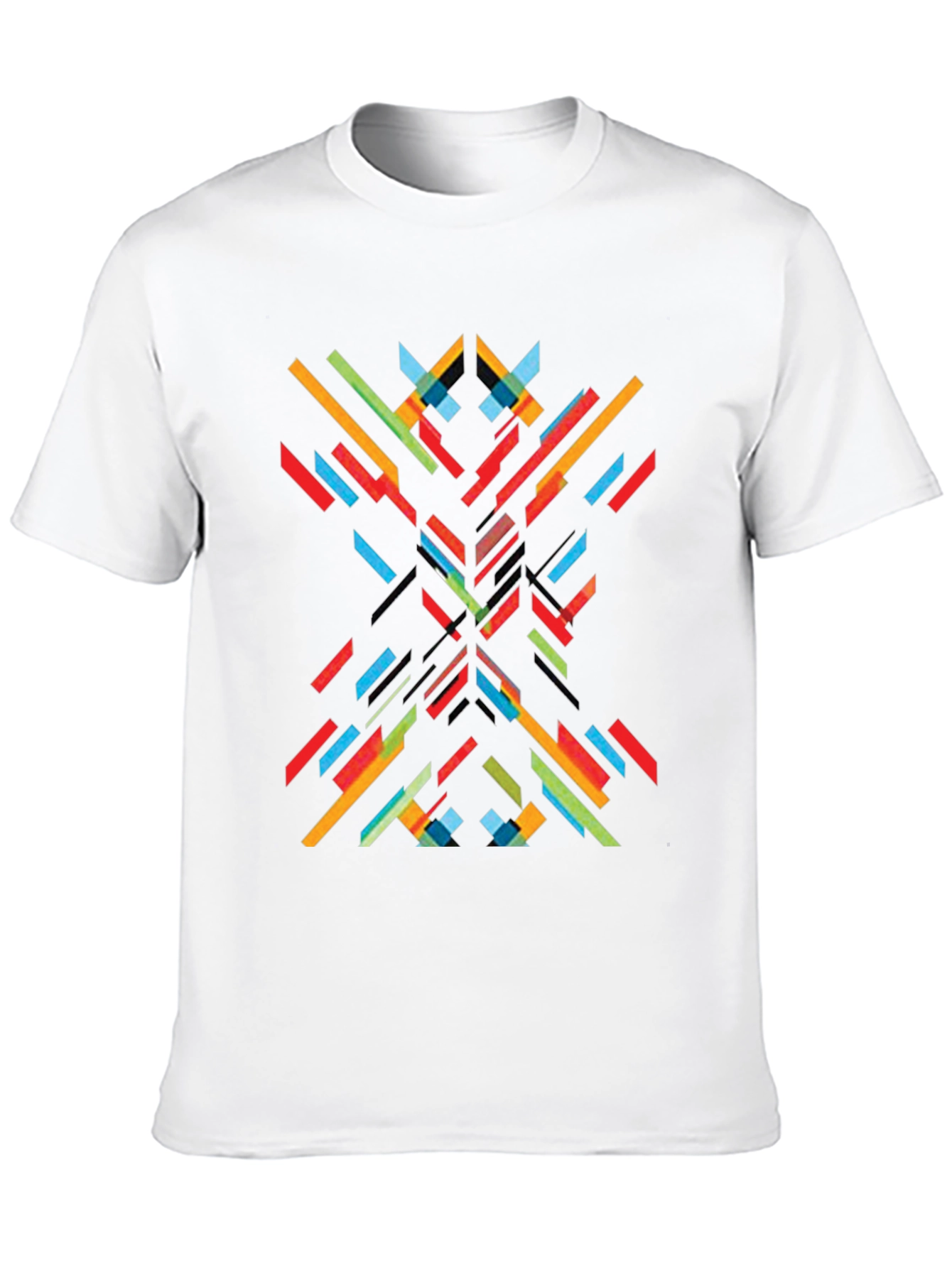 Abstract Geometric Line Art Print Black T-Shirt