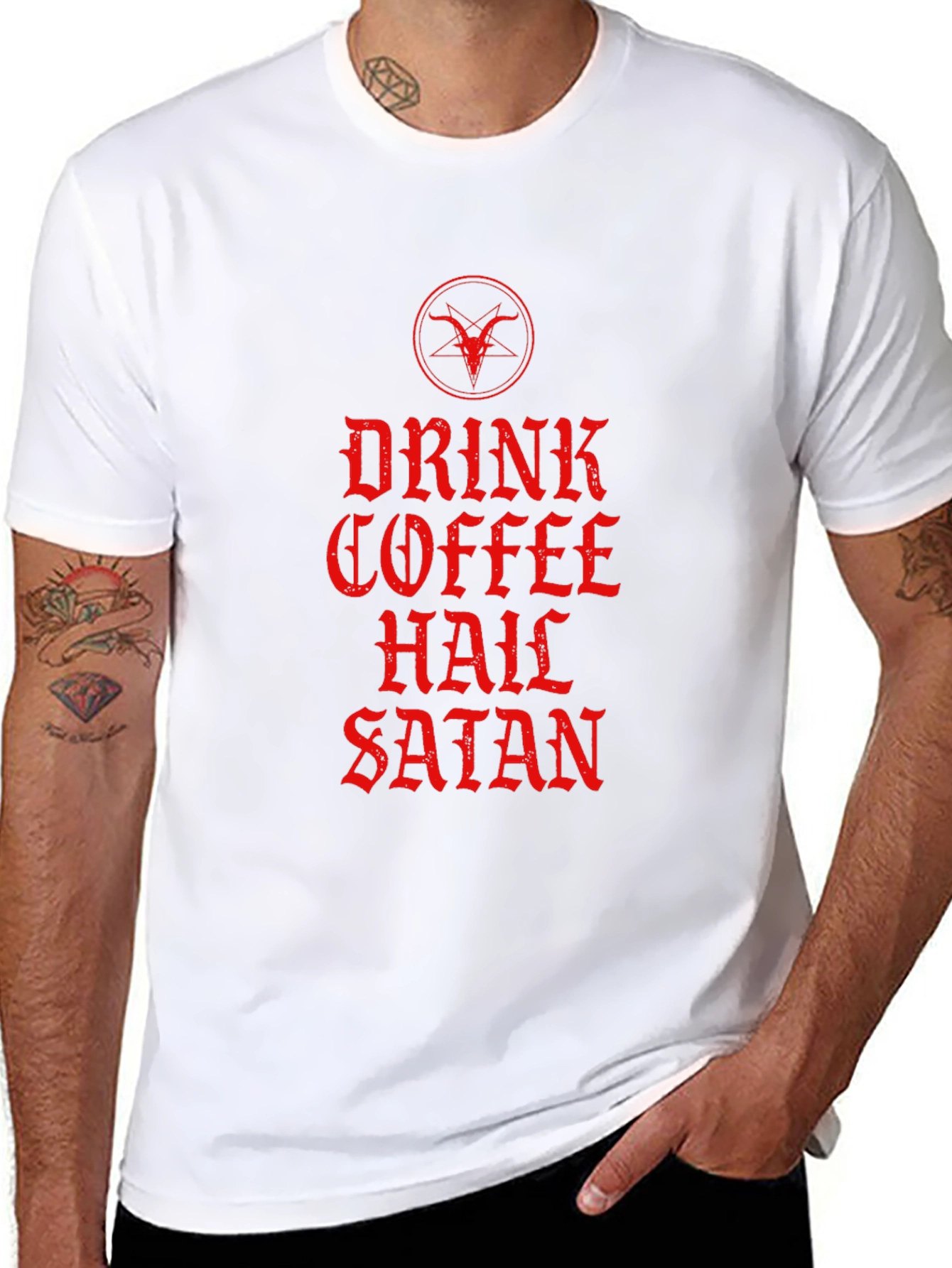 Drink Coffee Hail Satan T-Shirt - Graphic Tee