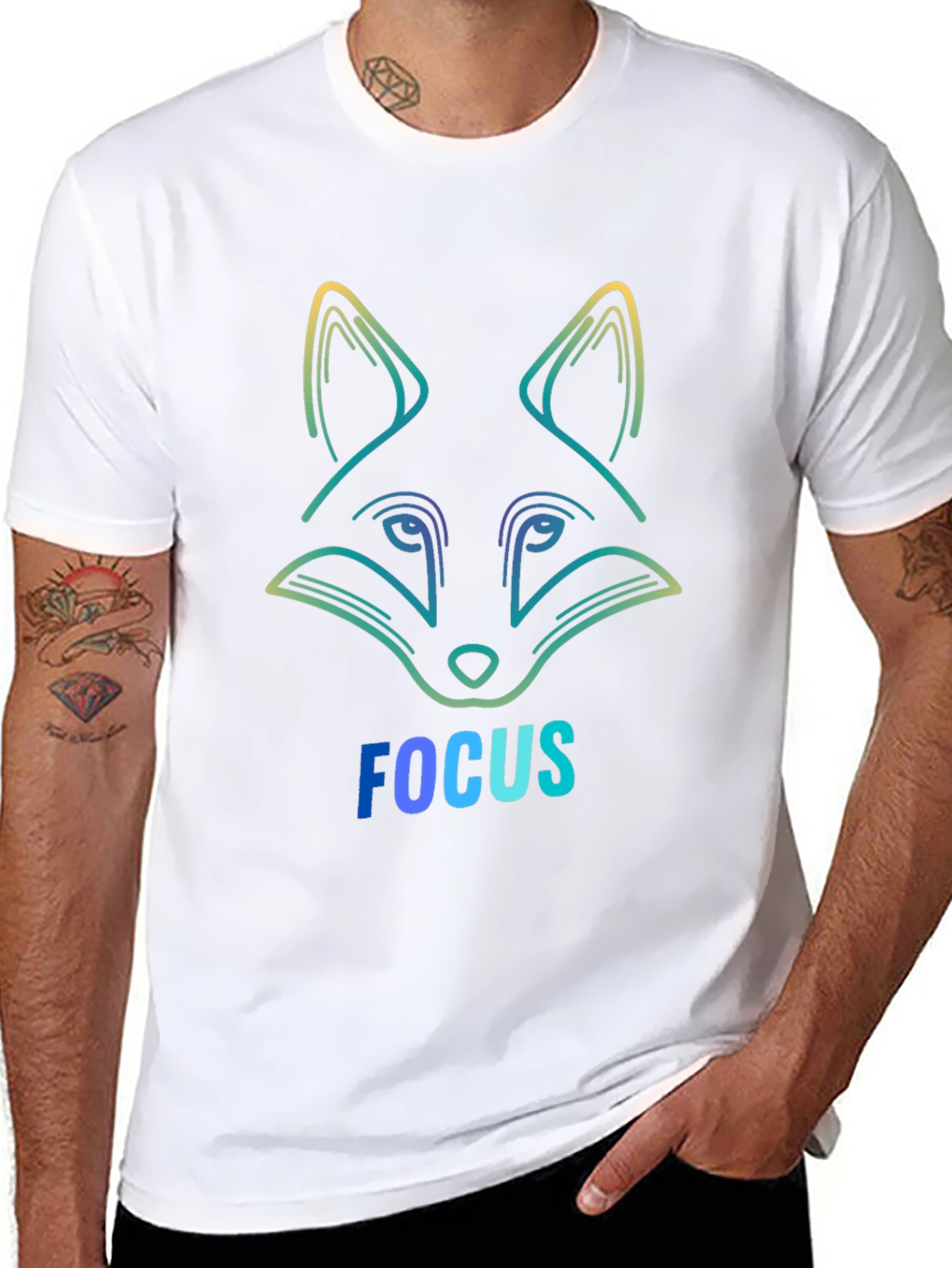 Focus Fox Graphic Tee - Stylish Mens T-Shirt
