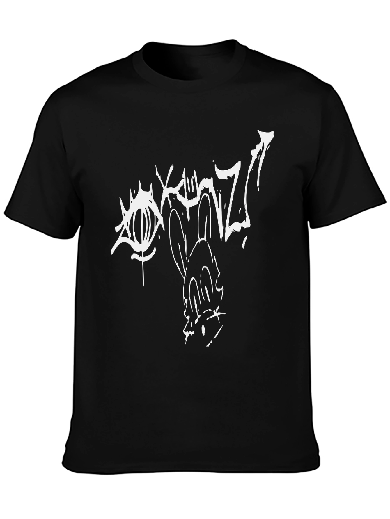Edgy Cartoon Graphic Print Black Tee