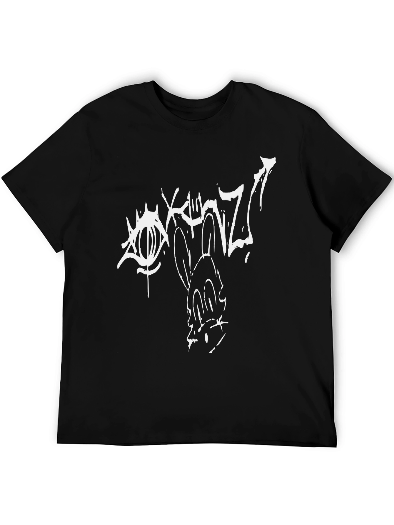 Edgy Cartoon Graphic Print Black Tee