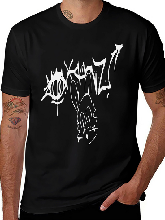 Edgy Cartoon Graphic Print Black Tee