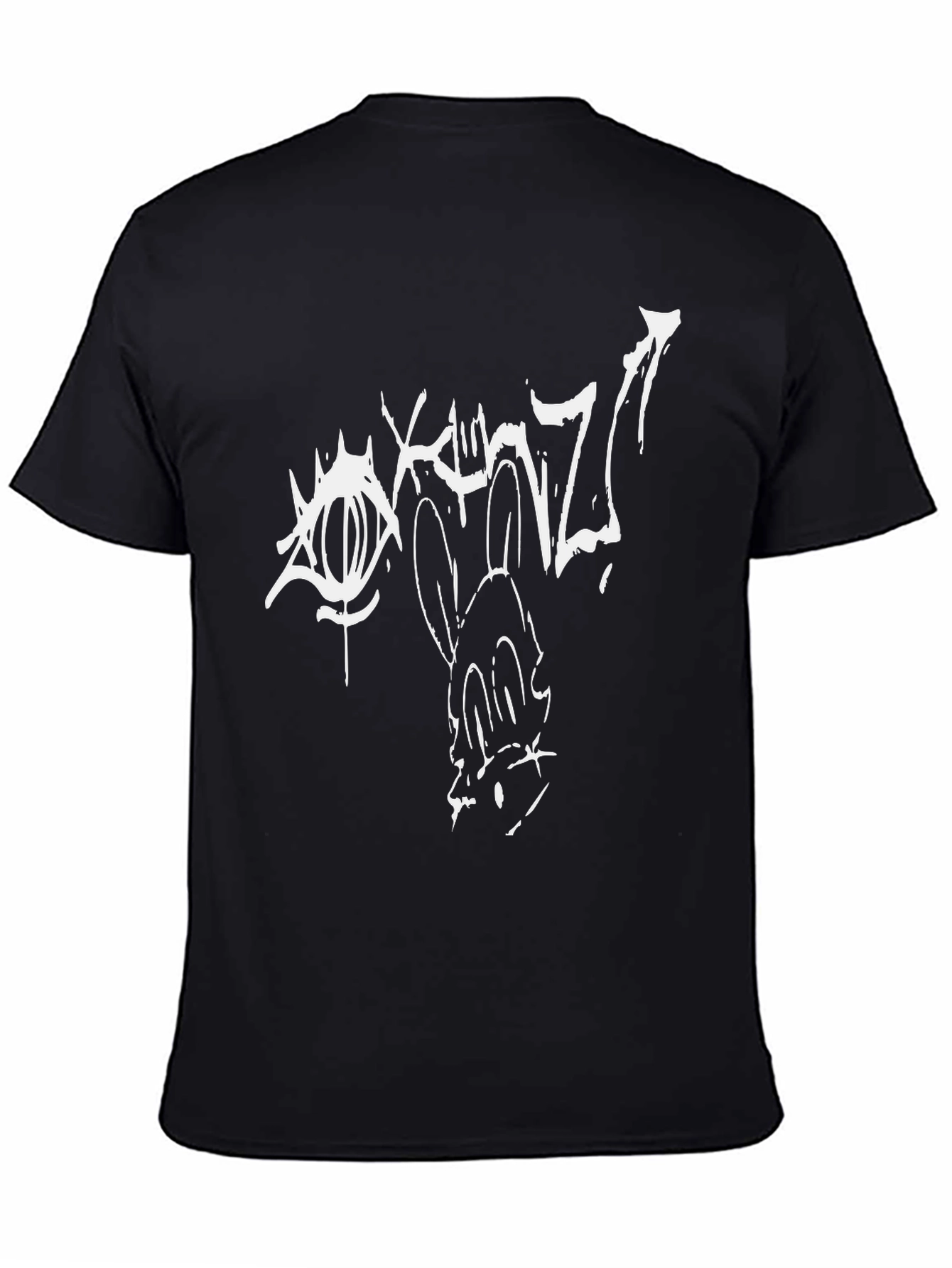 Edgy Cartoon Graphic Print Black Tee