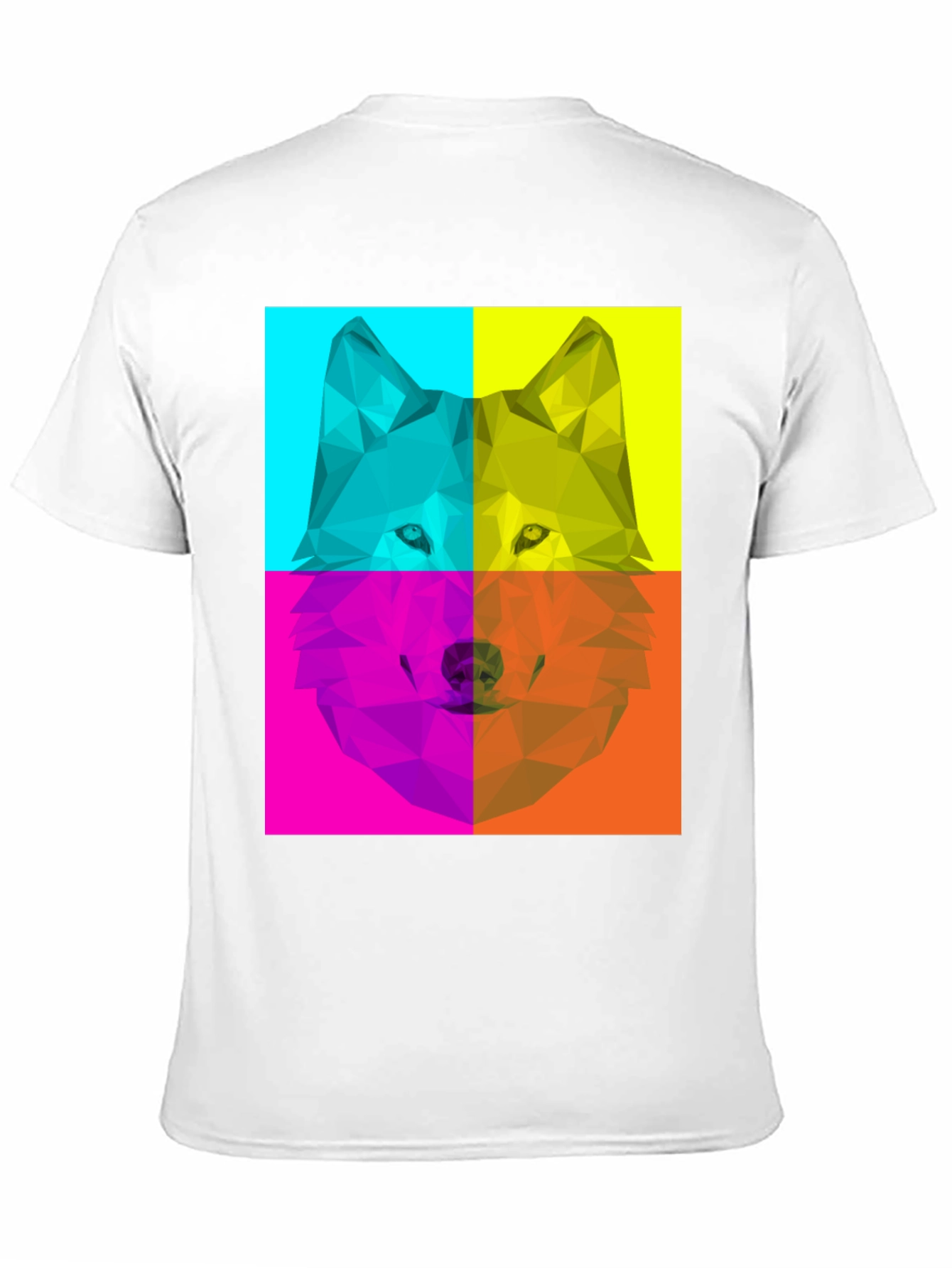 Geometric Wolf Pop Art Black T-Shirt