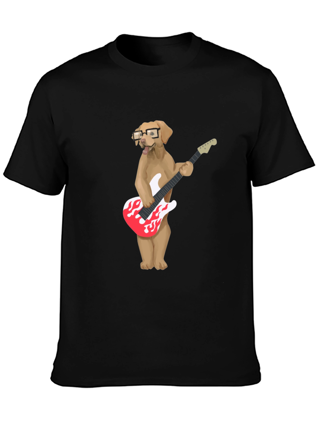 Cool Dog Guitar Player Graphic T-Shirt