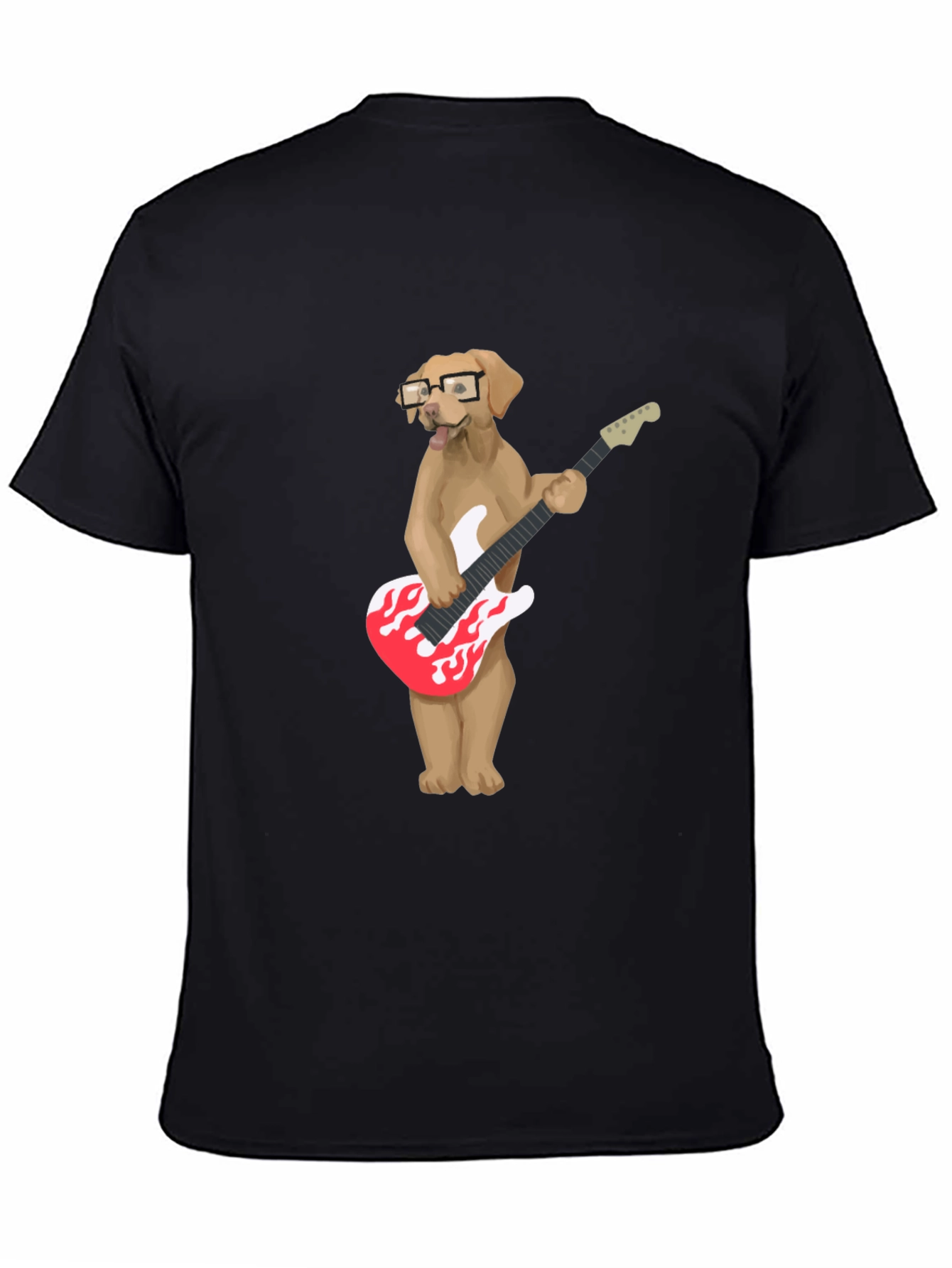 Cool Dog Guitar Player Graphic T-Shirt