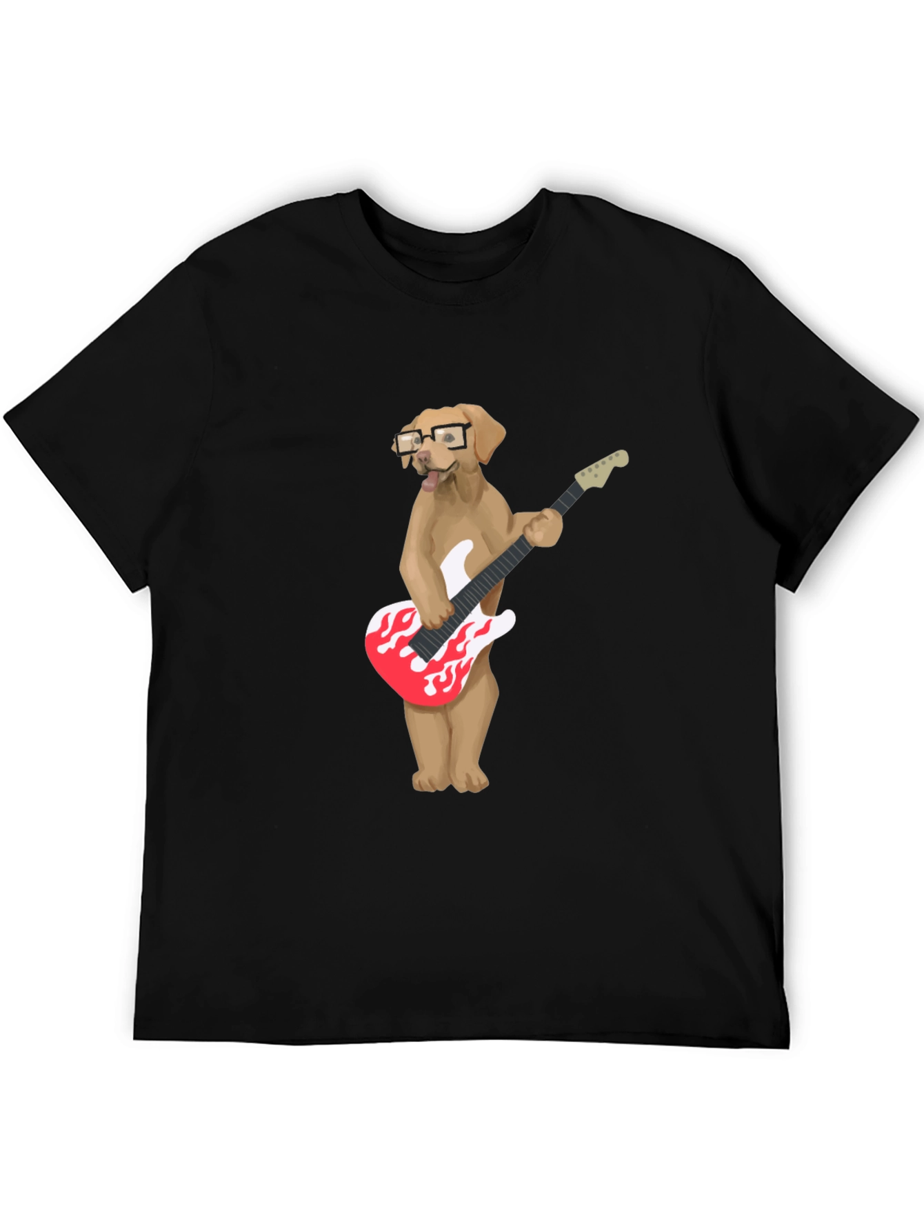 Cool Dog Guitar Player Graphic T-Shirt