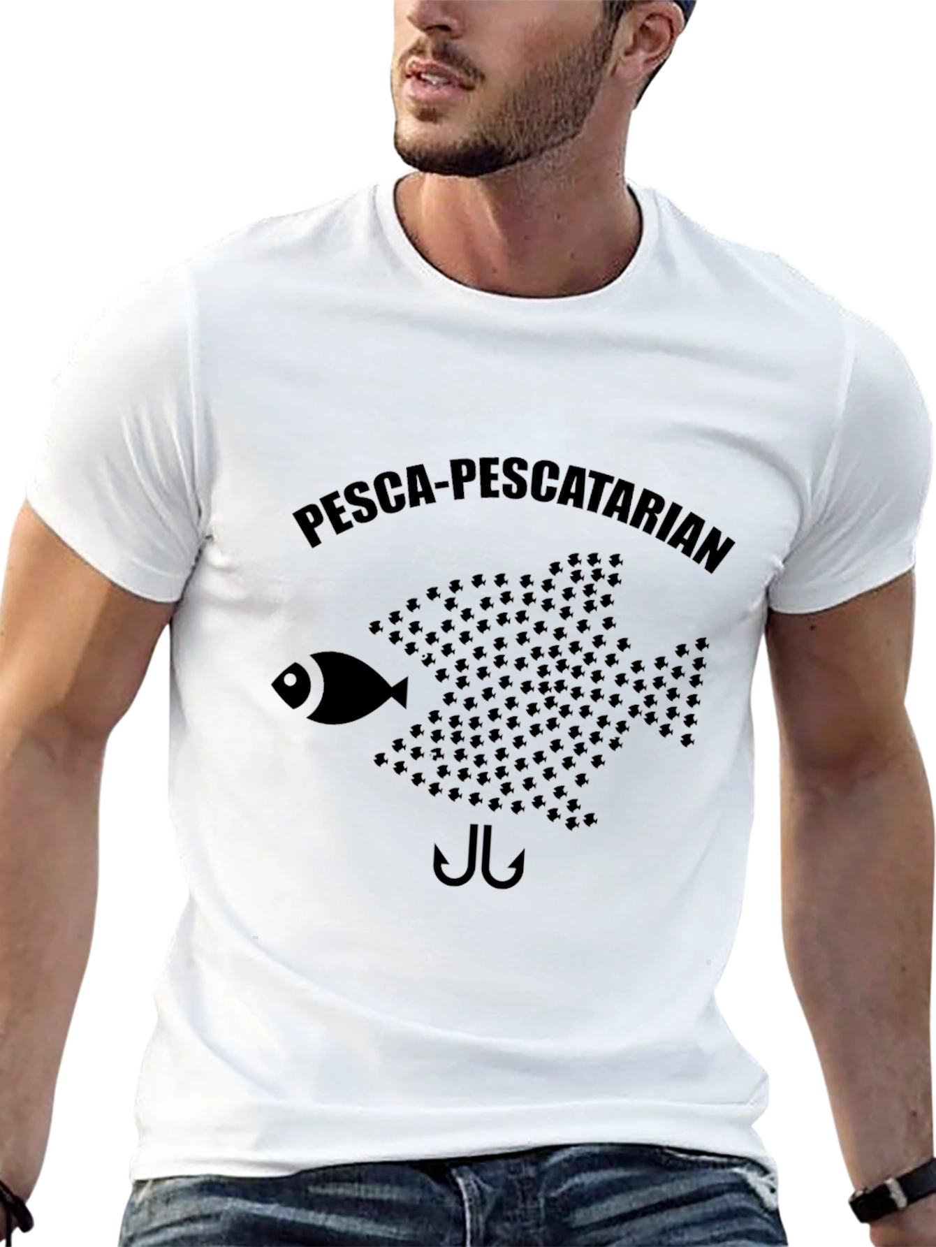 Pesca-Pescatarian Graphic T-Shirt - Black