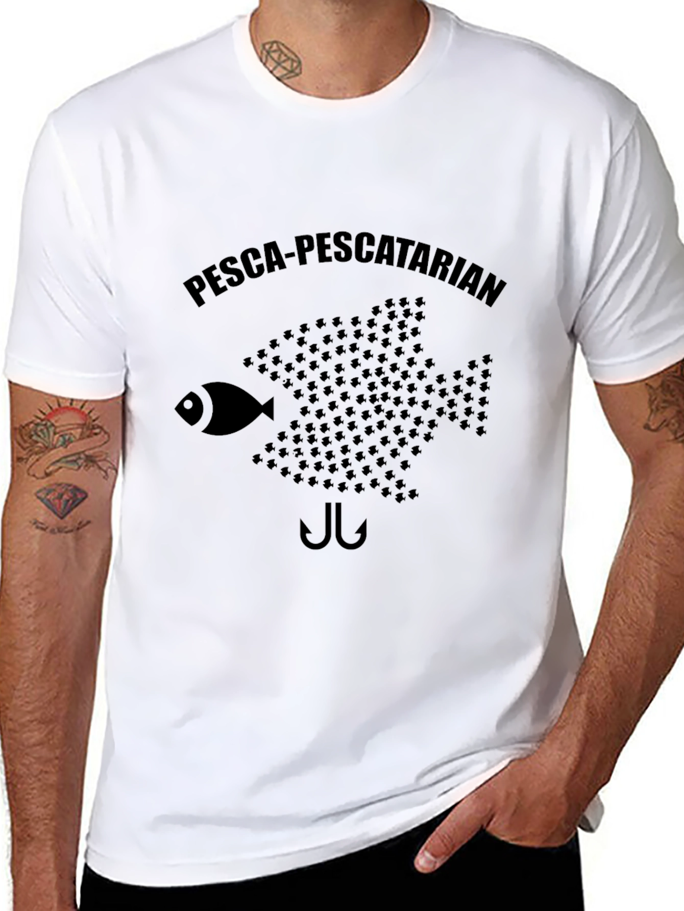 Pesca-Pescatarian Graphic T-Shirt - Black