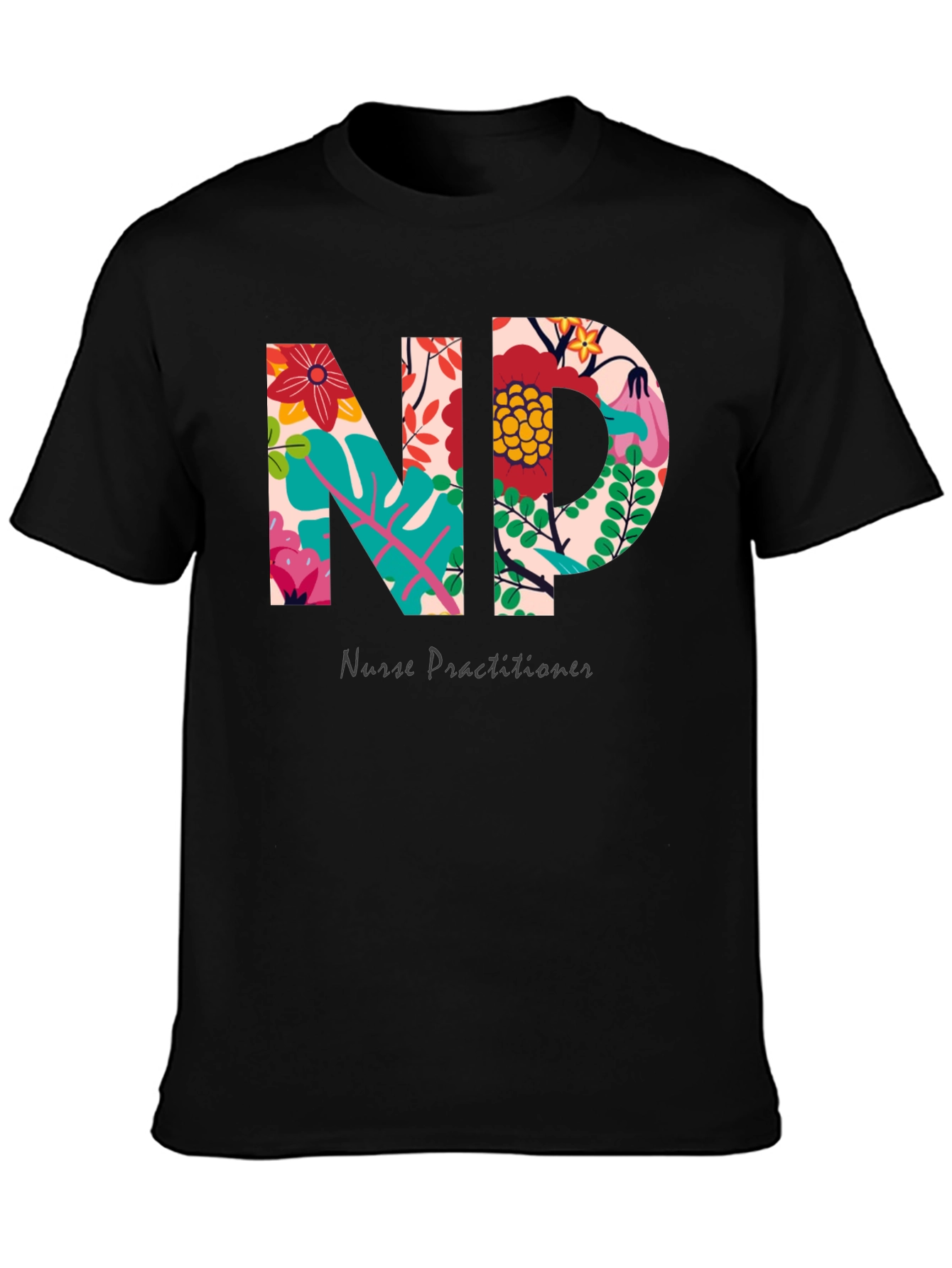 Floral Nurse Practitioner T-Shirt - Stylish Medical Apparel