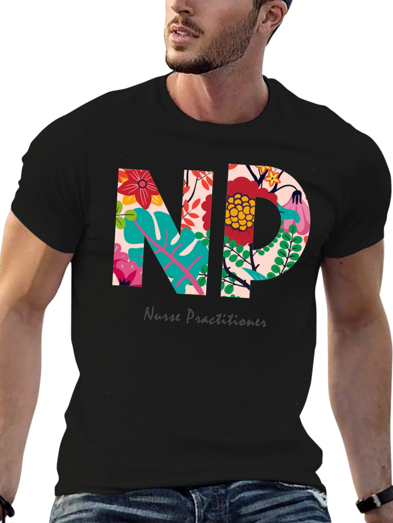 Floral Nurse Practitioner T-Shirt - Stylish Medical Apparel