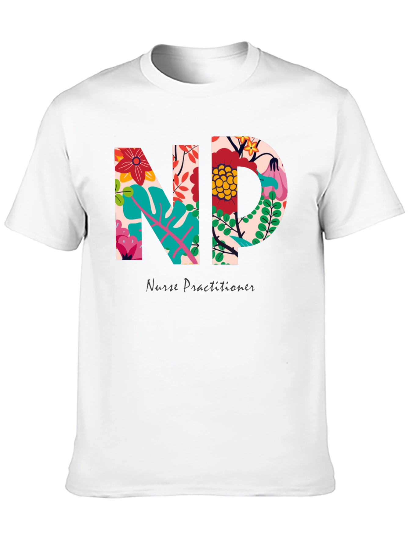 Floral Nurse Practitioner T-Shirt - Stylish Medical Apparel