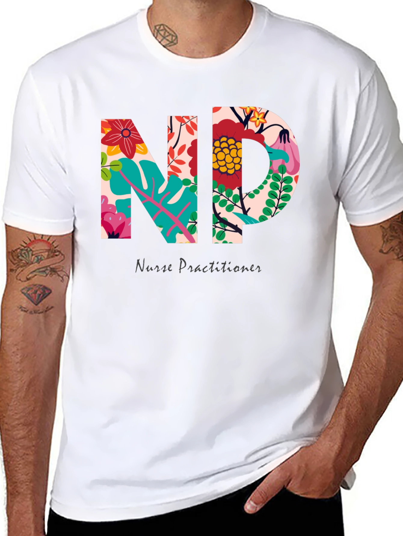 Floral Nurse Practitioner T-Shirt - Stylish Medical Apparel