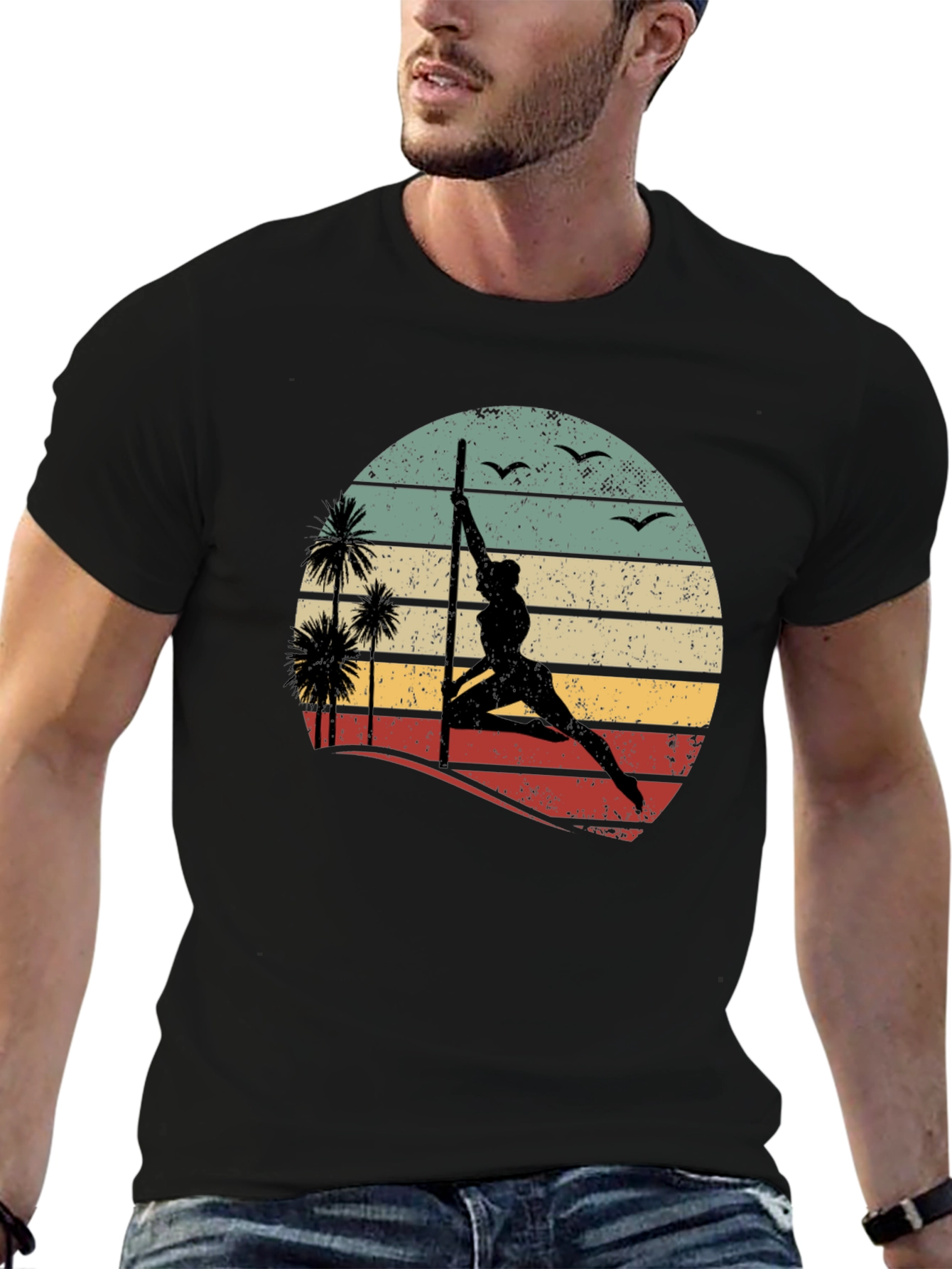 Pole Dancing Sunset T-Shirt Retro Style Tee