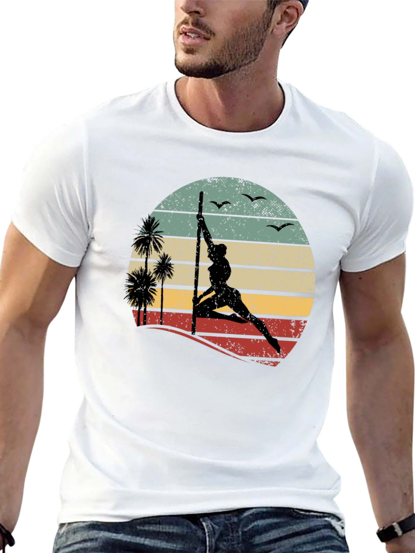 Pole Dancing Sunset T-Shirt Retro Style Tee