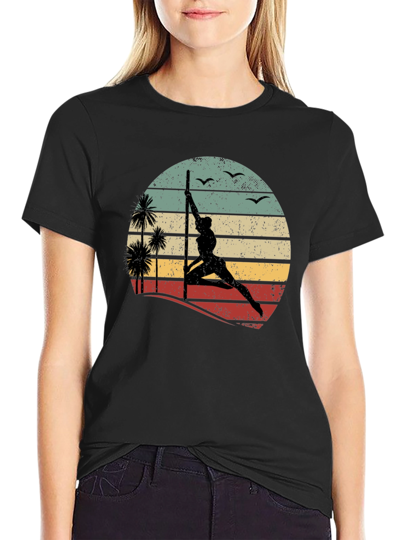 Pole Dancing Sunset T-Shirt Retro Style Tee