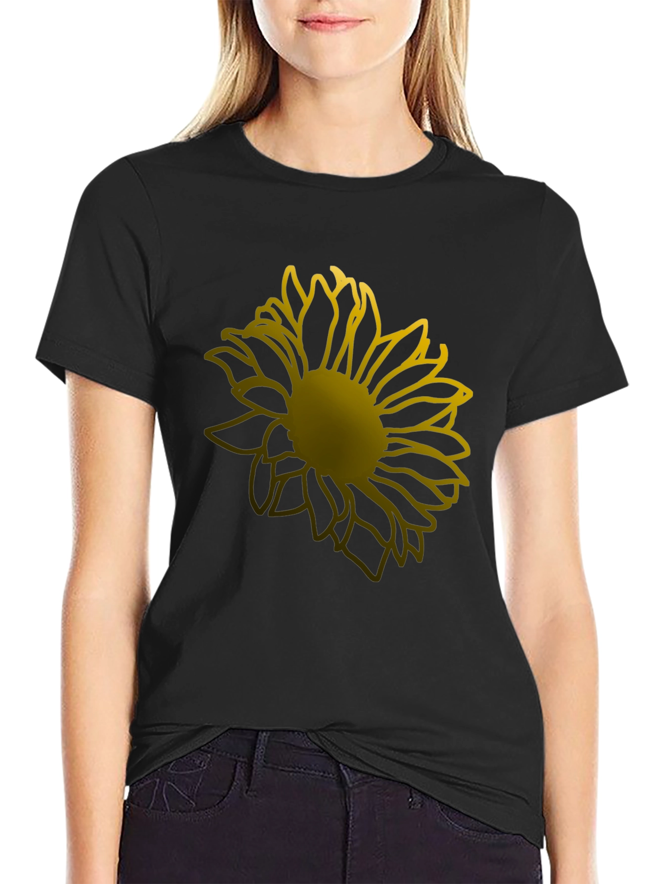 Sunflower Graphic Tee - Stylish Black T-Shirt