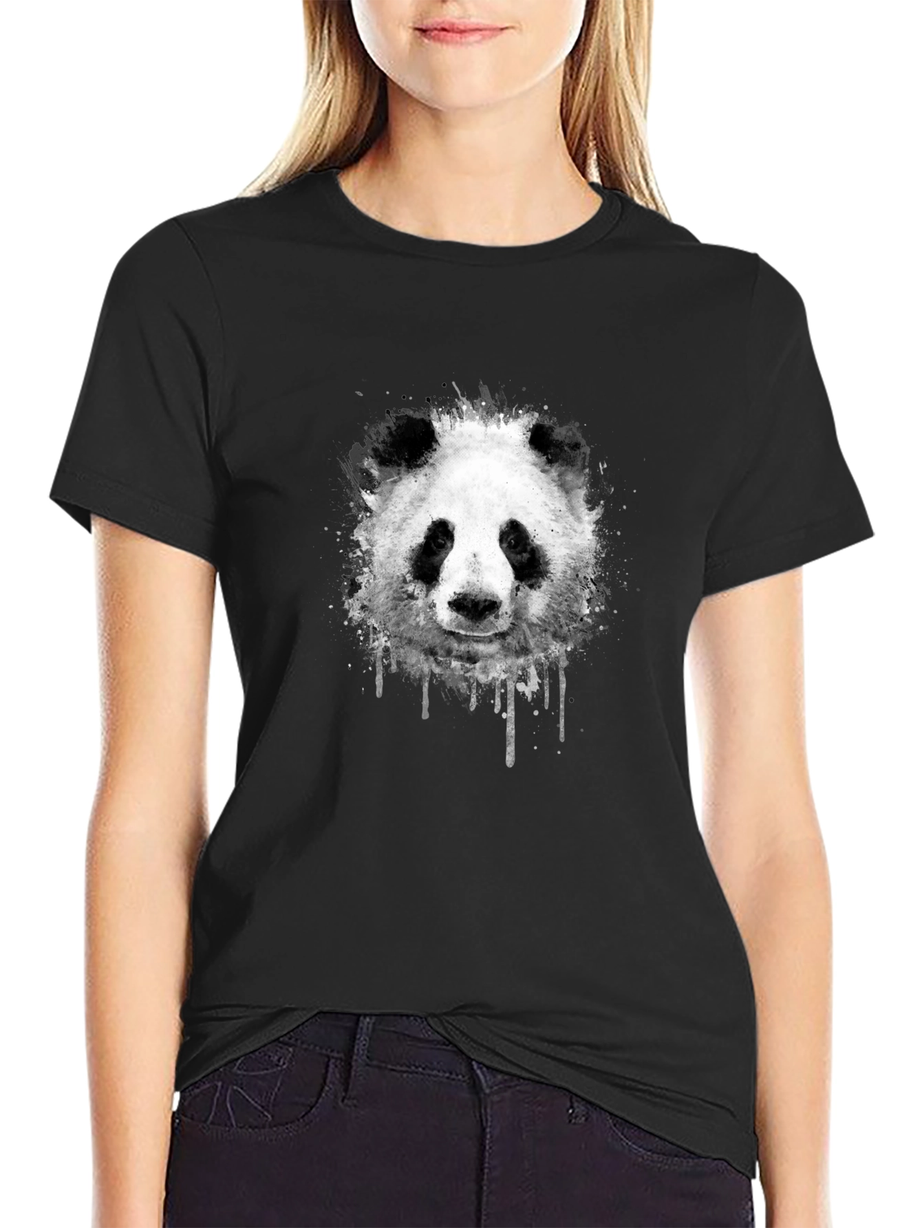 Mens Black Panda Graphic Tee