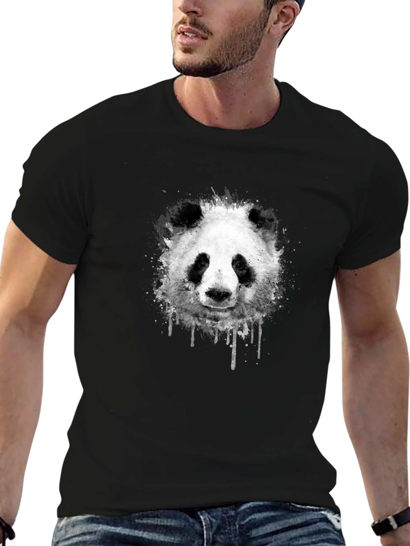 Mens Black Panda Graphic Tee