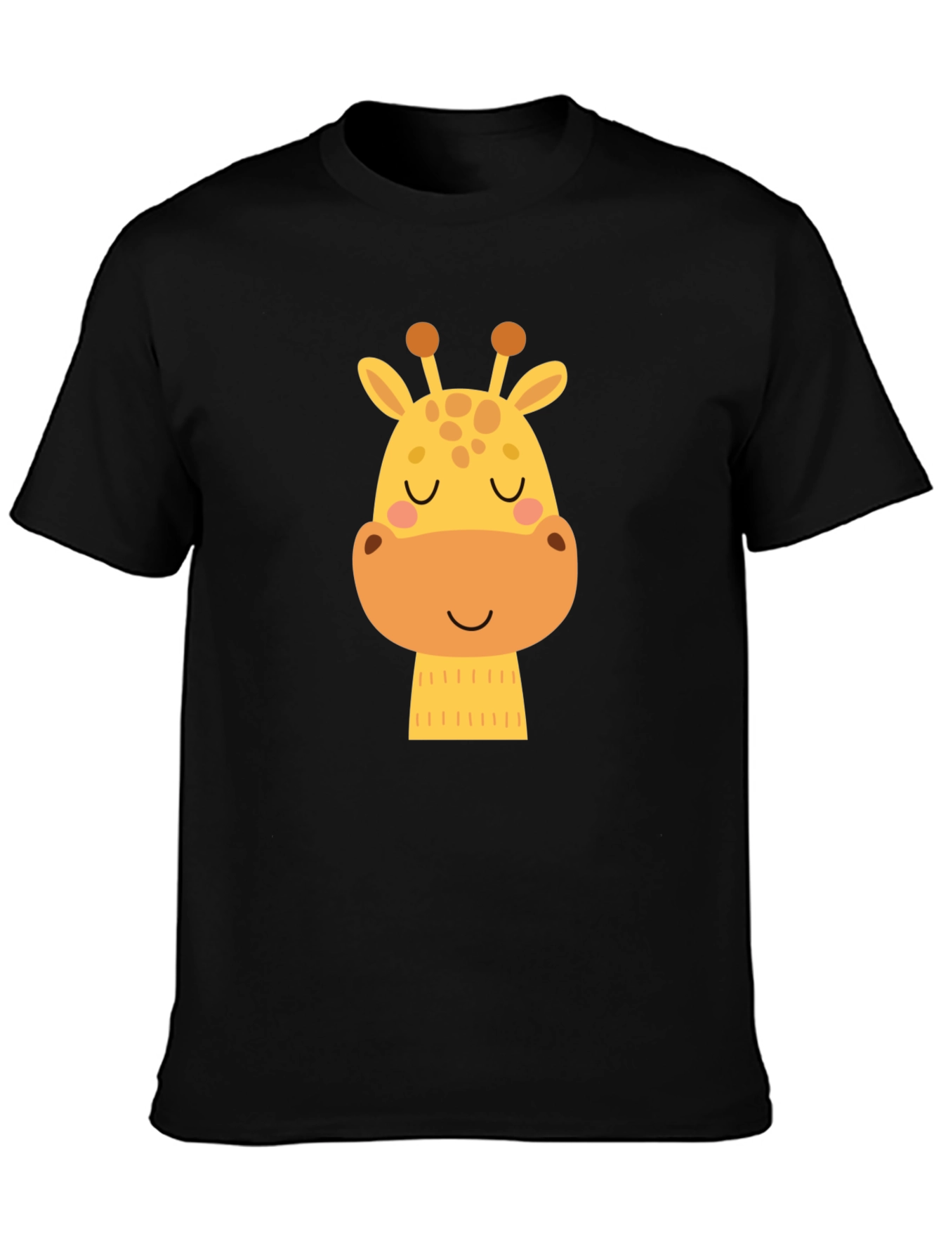 Cute Giraffe Graphic Black T-Shirt