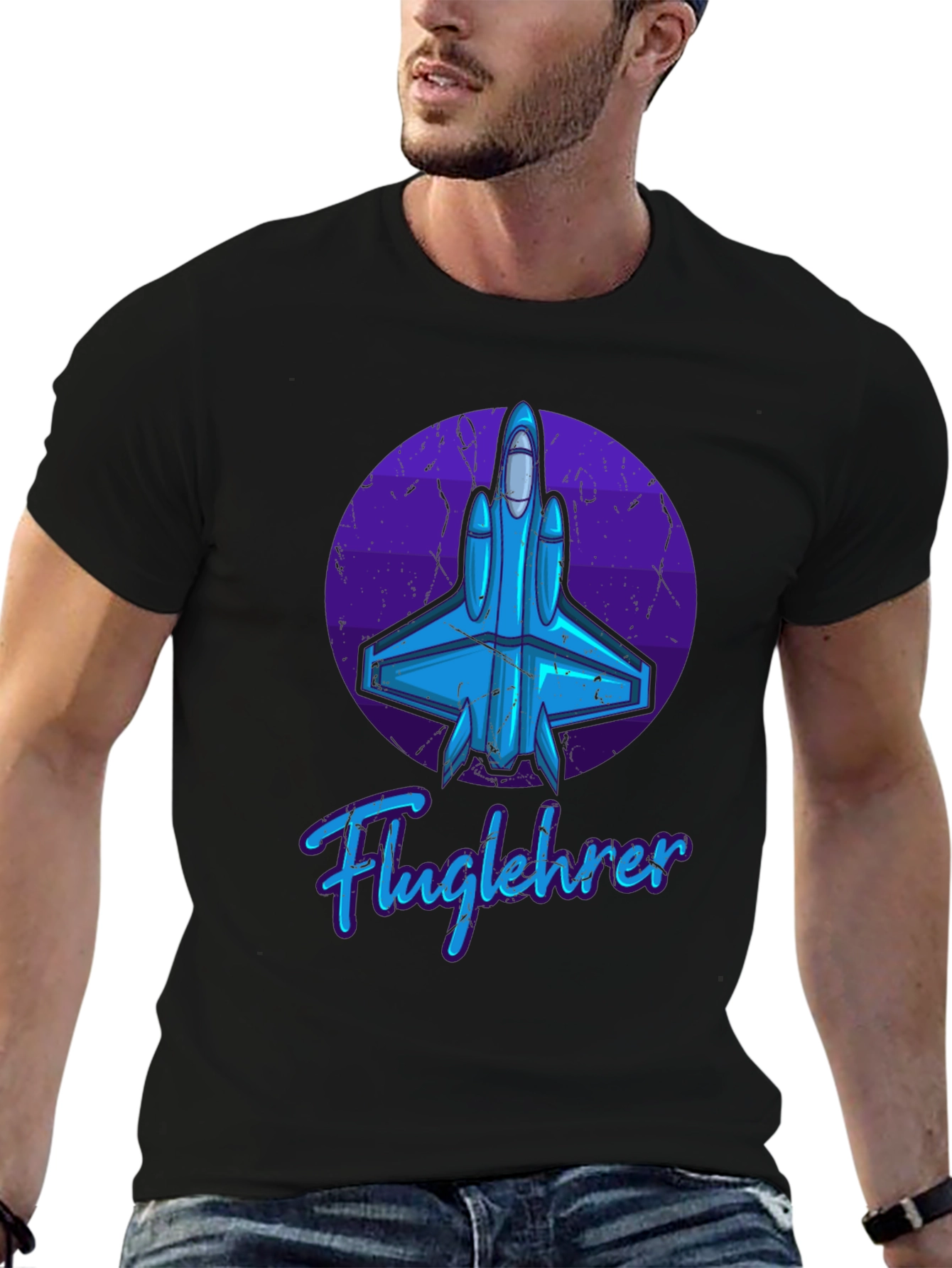 Fluglehrer Fighter Jet Graphic Tee - Black