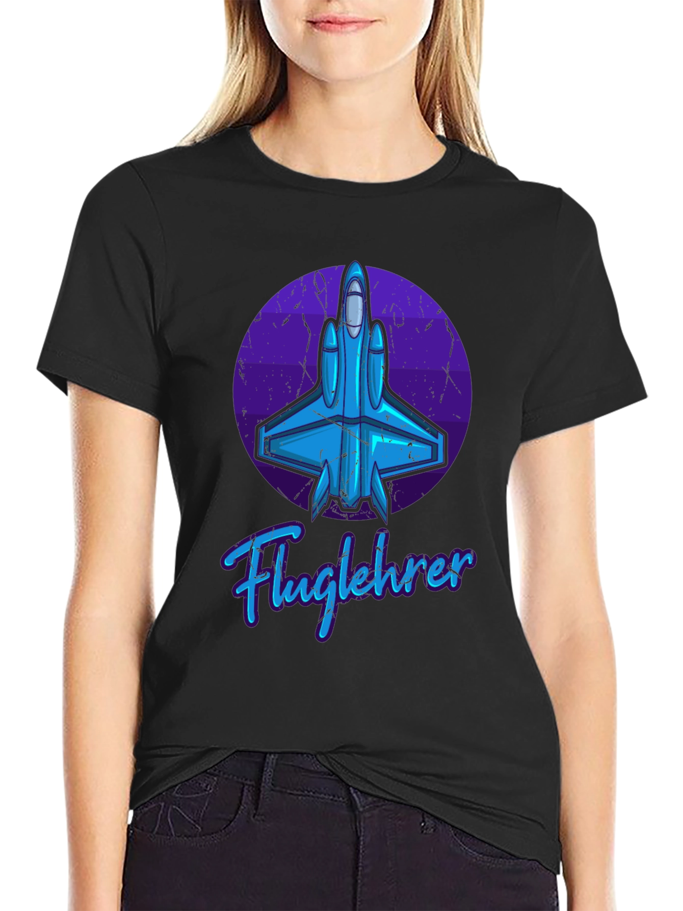 Fluglehrer Fighter Jet Graphic Tee - Black