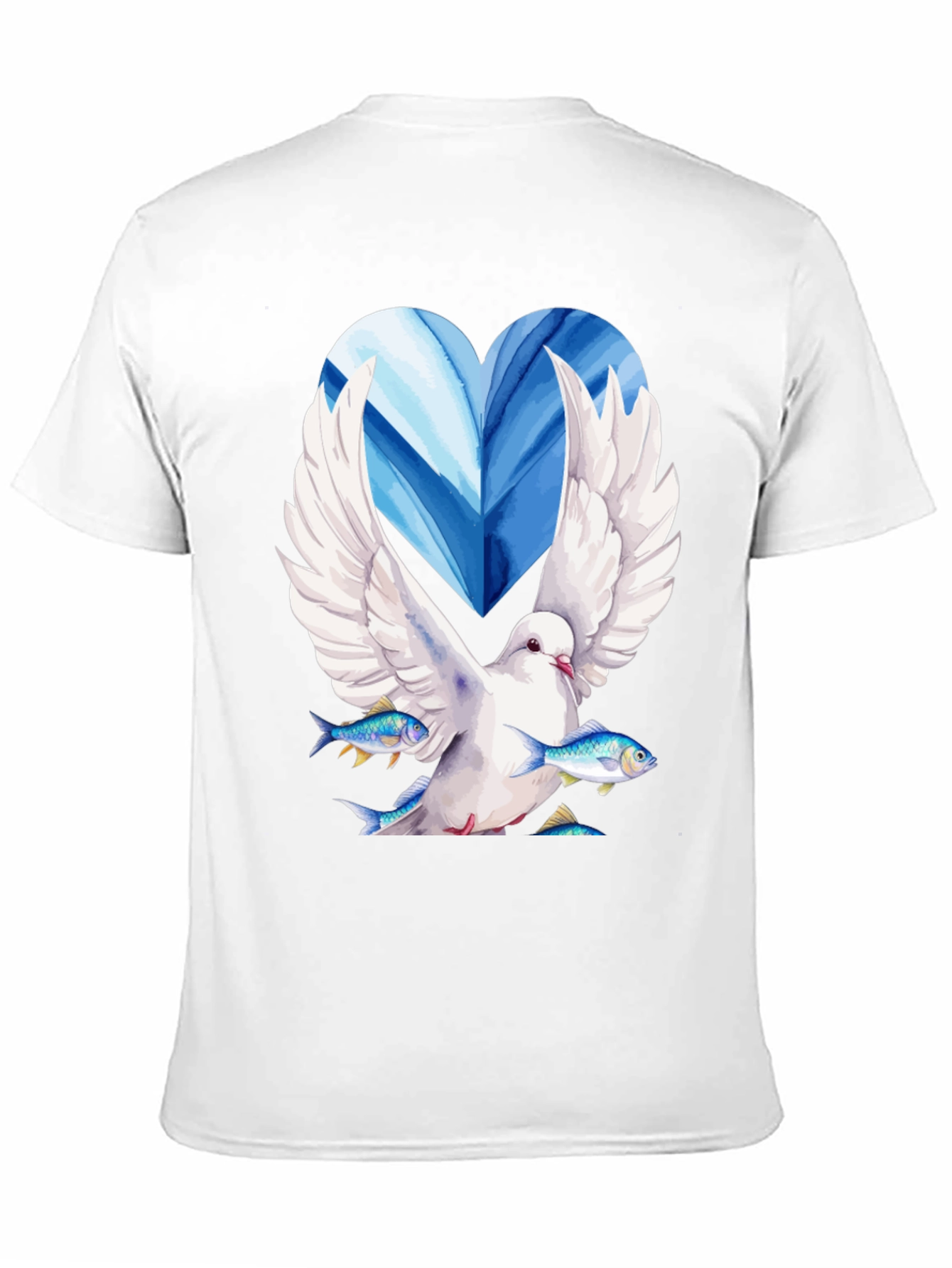 Dove with Fish Graphic Tee - Peace & Nature