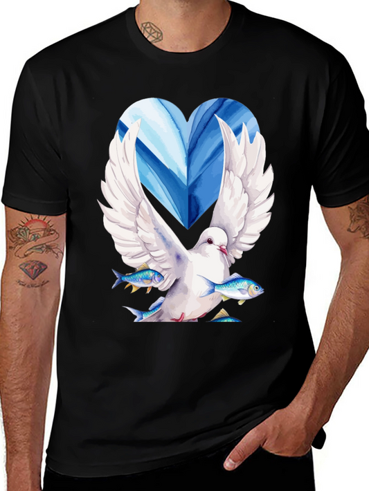 Dove with Fish Graphic Tee - Peace & Nature