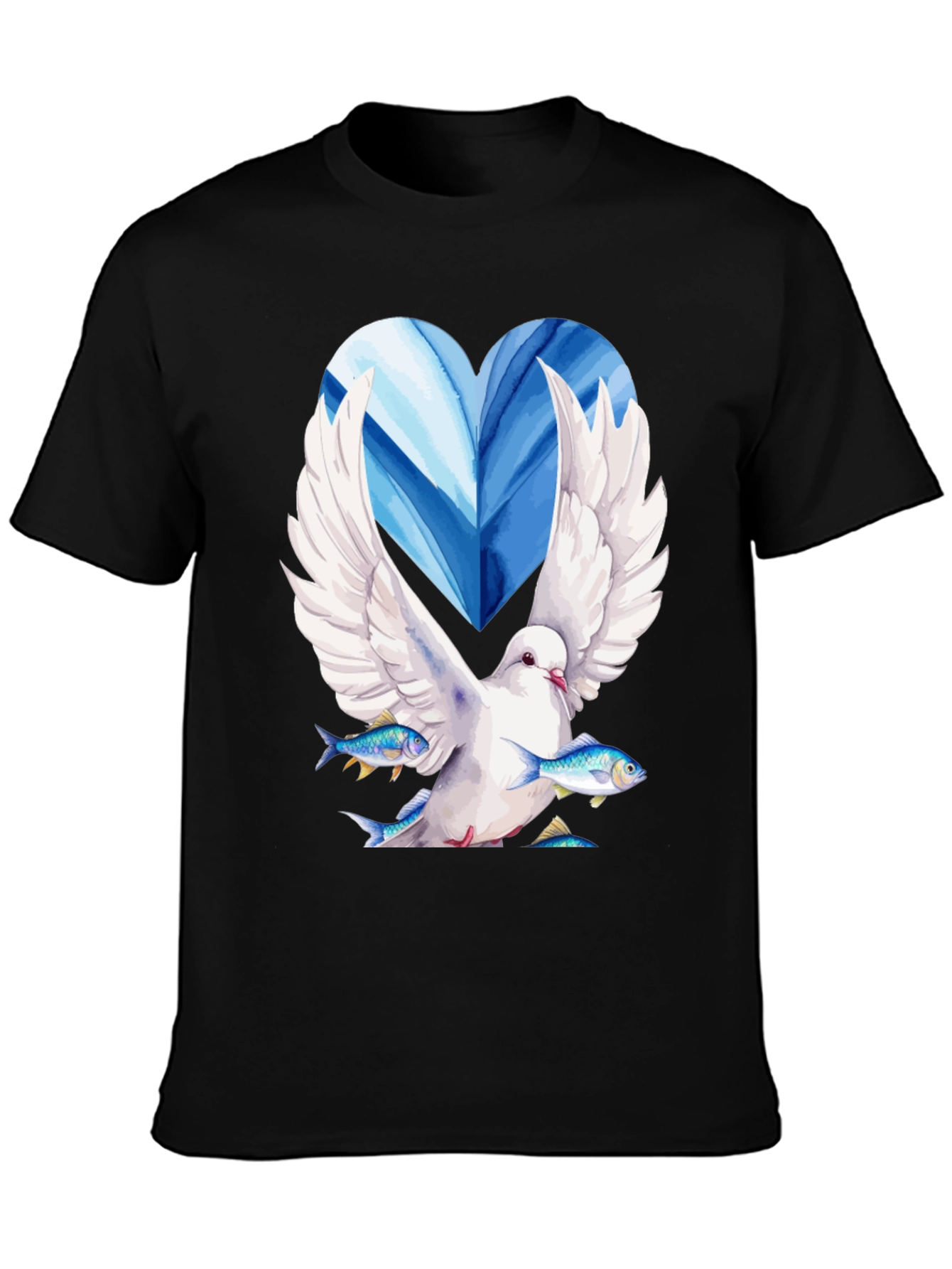 Dove with Fish Graphic Tee - Peace & Nature