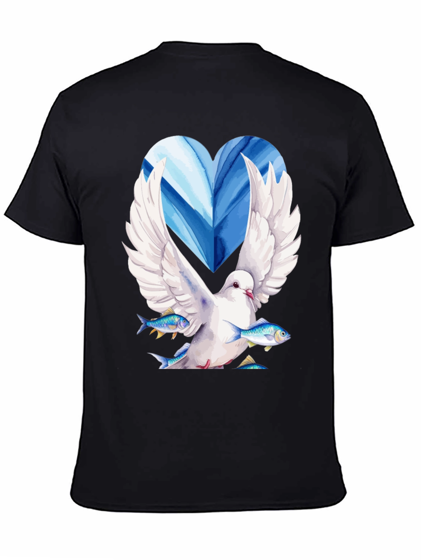 Dove with Fish Graphic Tee - Peace & Nature