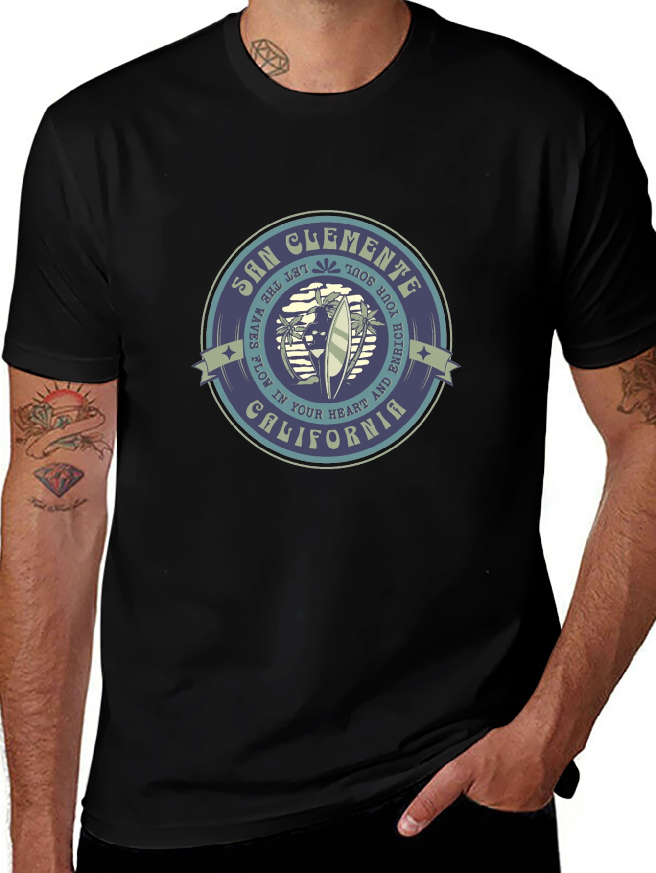 San Clemente California Graphic Tee - Black