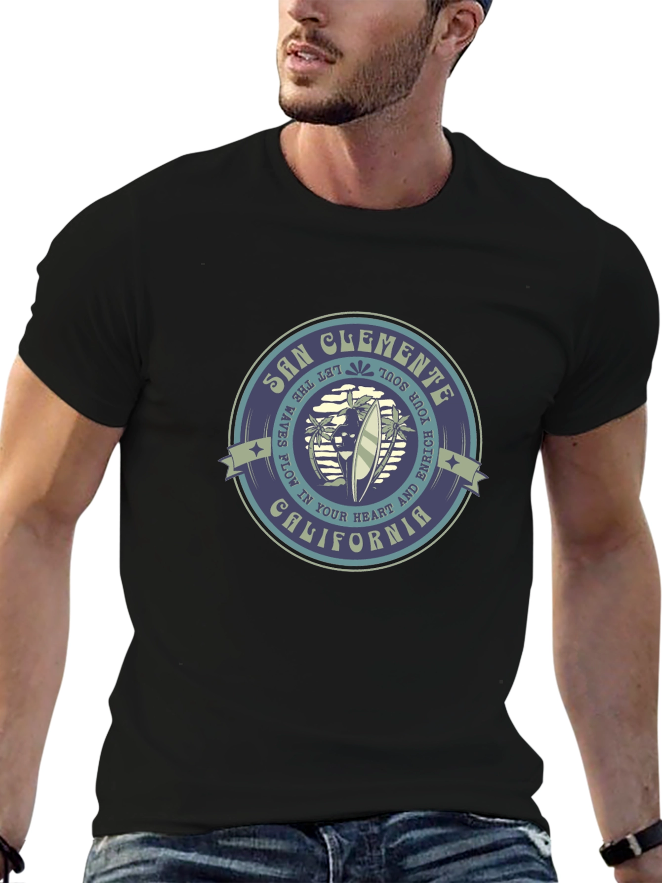 San Clemente California Graphic Tee - Black