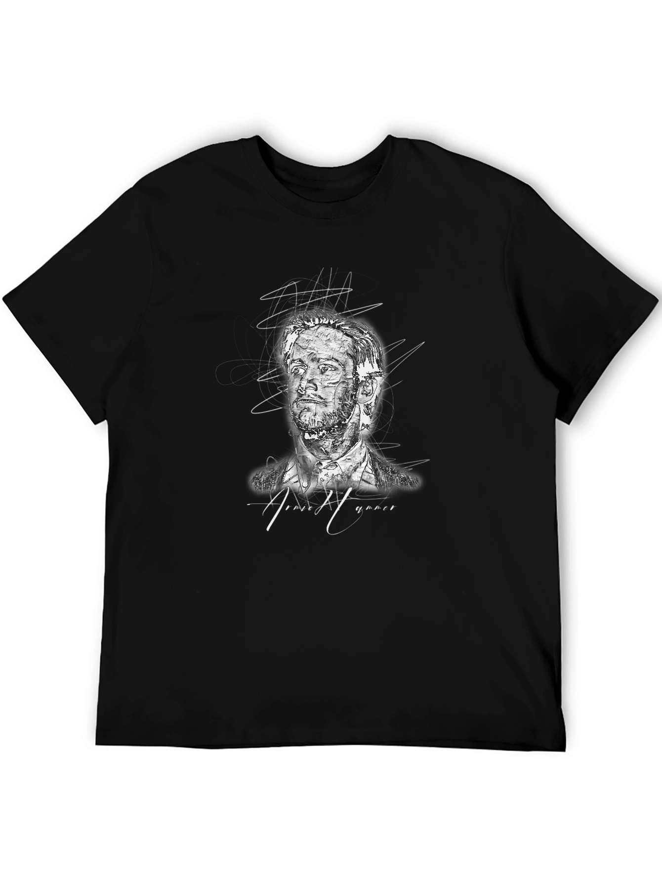 Abstract Portrait Graphic Tee - Black