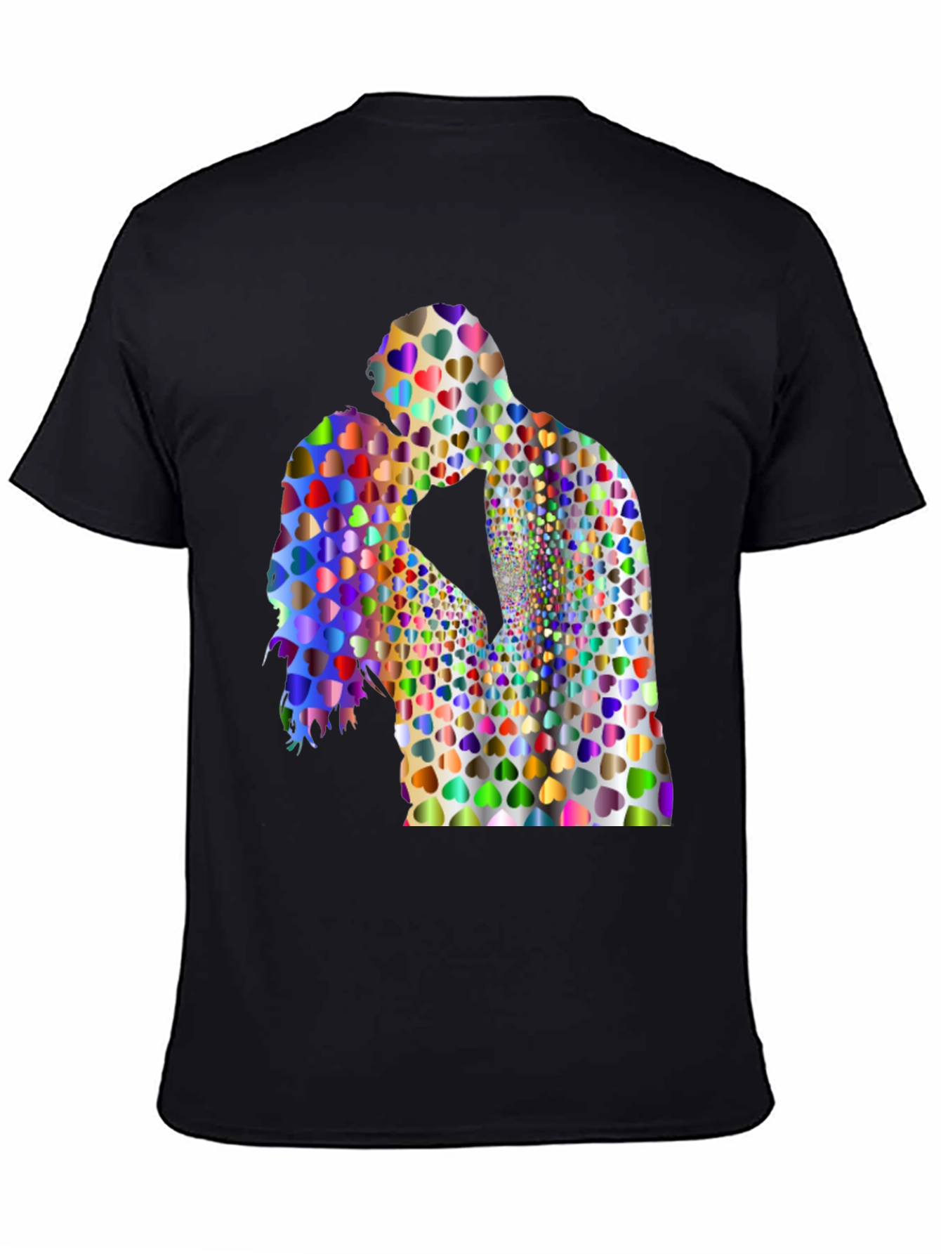 Love Heart Couple Graphic Tee - Black Cotton Blend