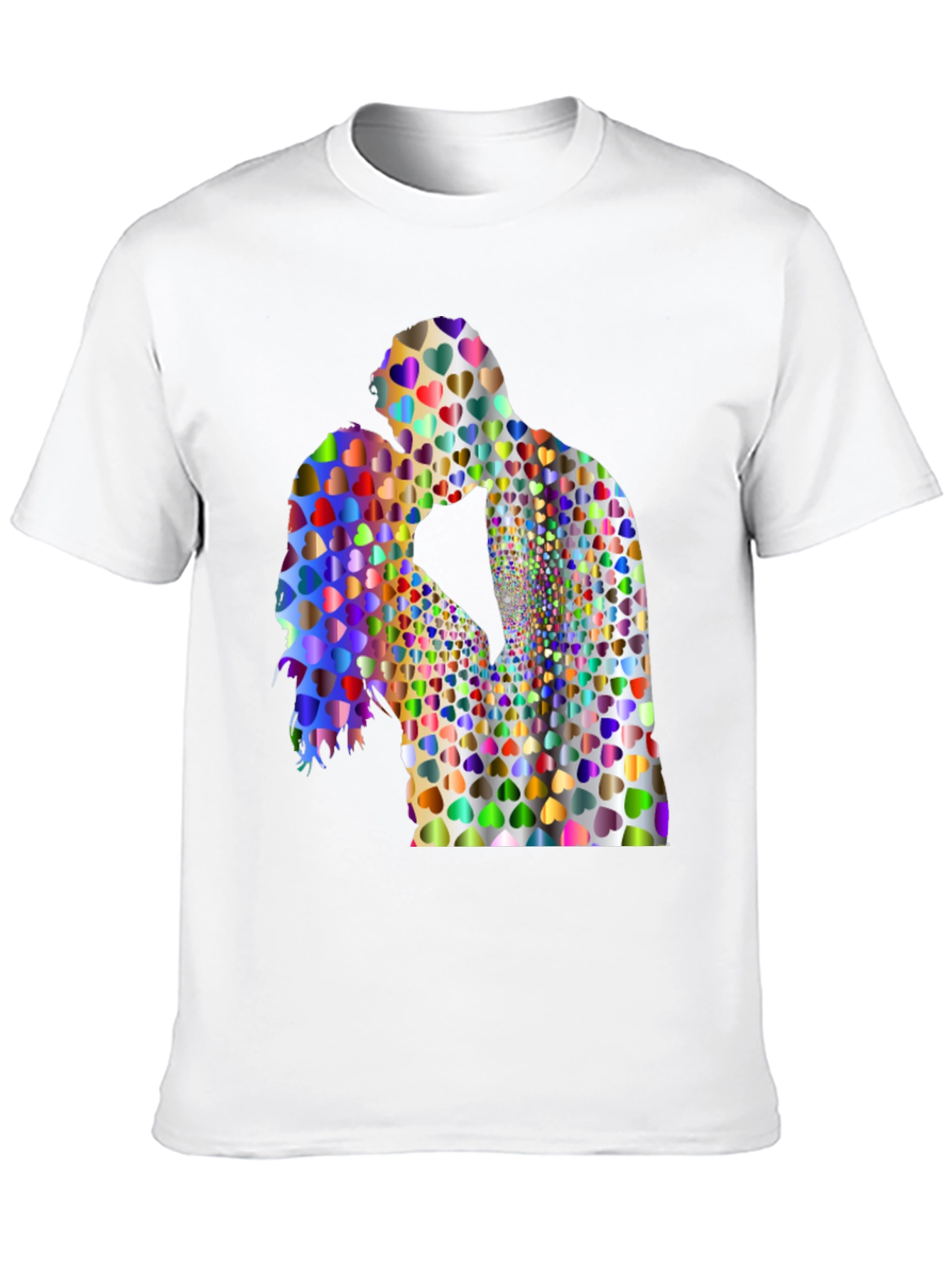 Love Heart Couple Graphic Tee - Black Cotton Blend