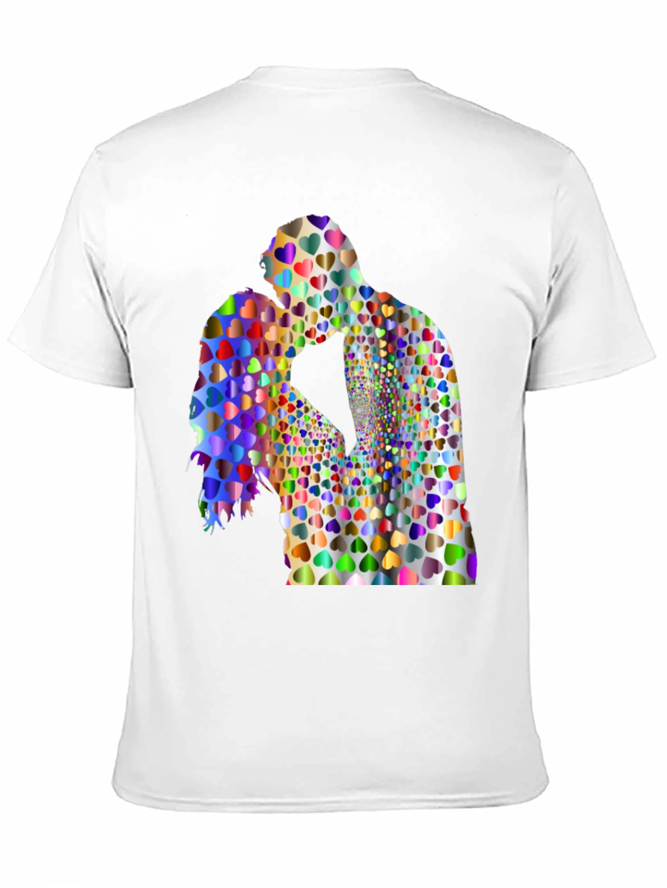 Love Heart Couple Graphic Tee - Black Cotton Blend