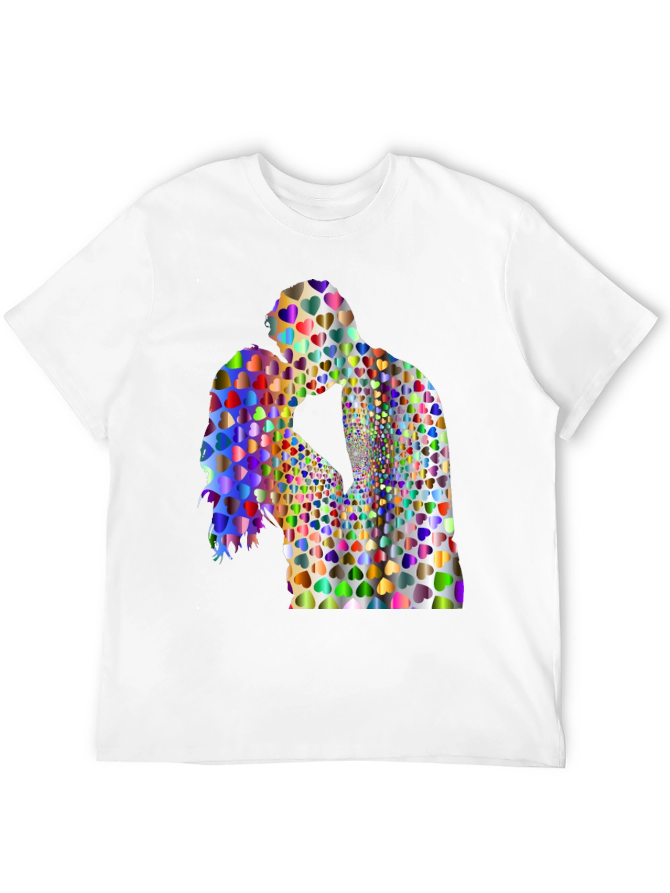 Love Heart Couple Graphic Tee - Black Cotton Blend