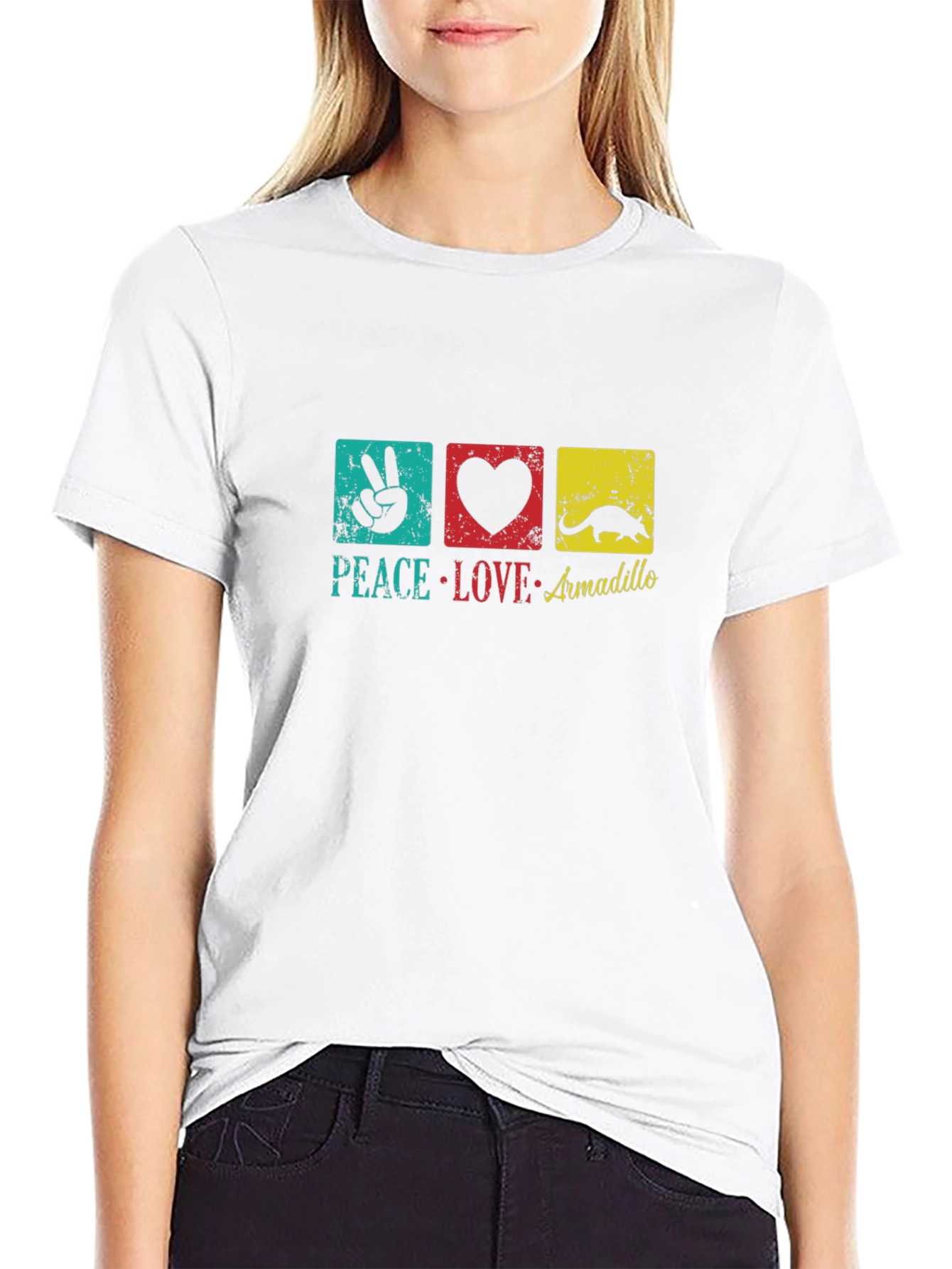Peace Love Armadillo Graphic T-Shirt