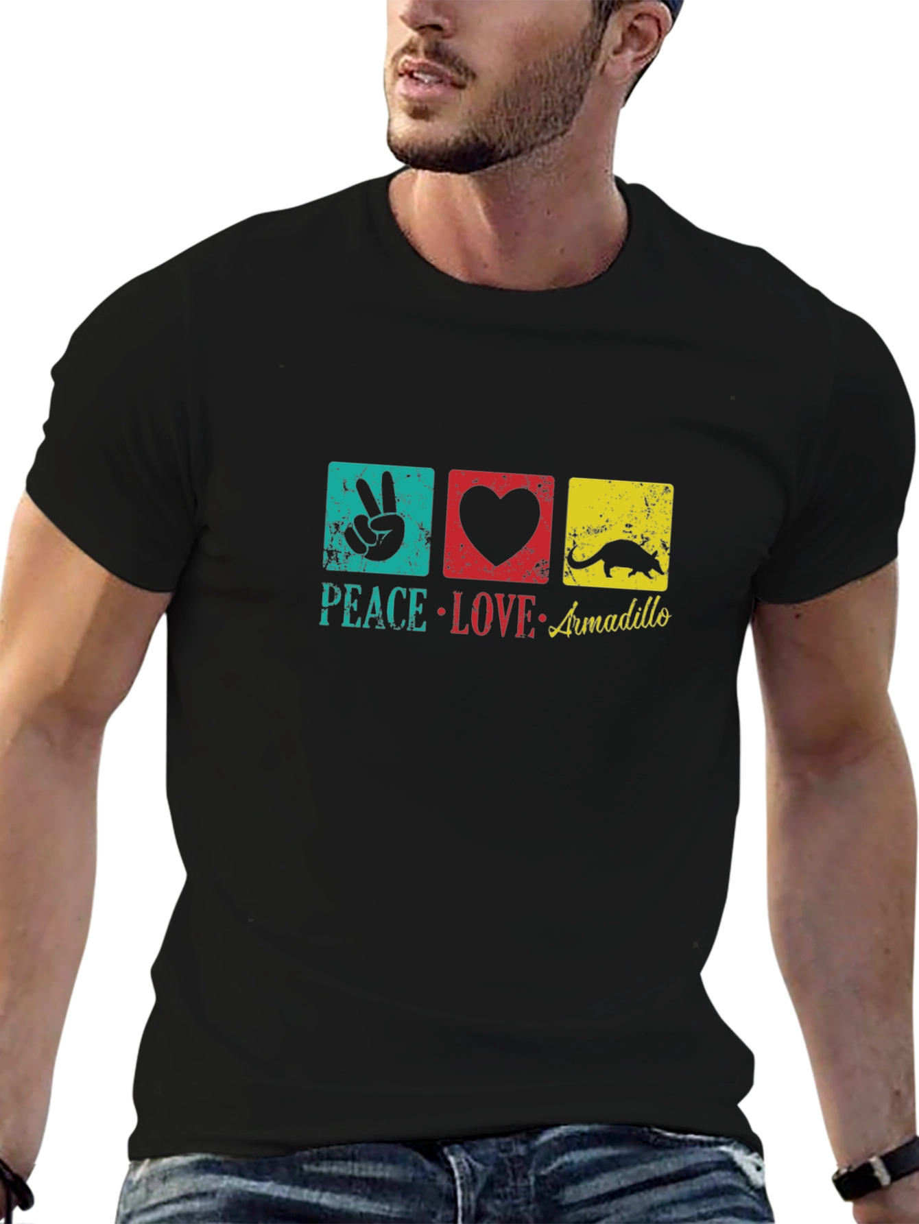Peace Love Armadillo Graphic T-Shirt